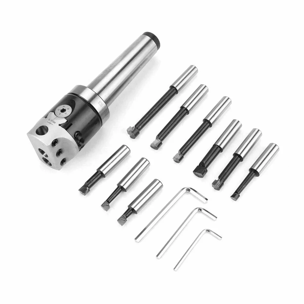 Adaptador de eje MT4-M16 Vástago cónico F1-12 Cabezal de mandrinado 50 mm Juego 9 piezas barra mandrinar 12 mm