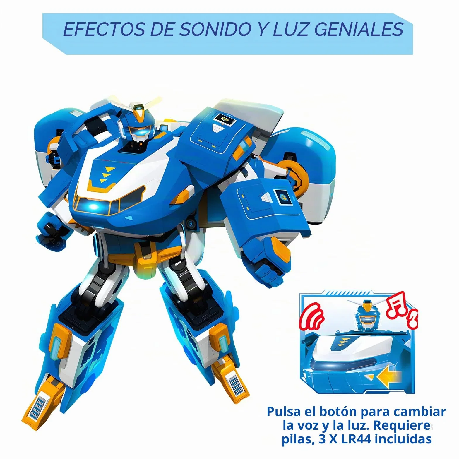 Super Wings World Aircraft Robot con Luz y Efectos de Sonido, Juguete Jett Transform-a-BOT de 2 Pulgadas para niños