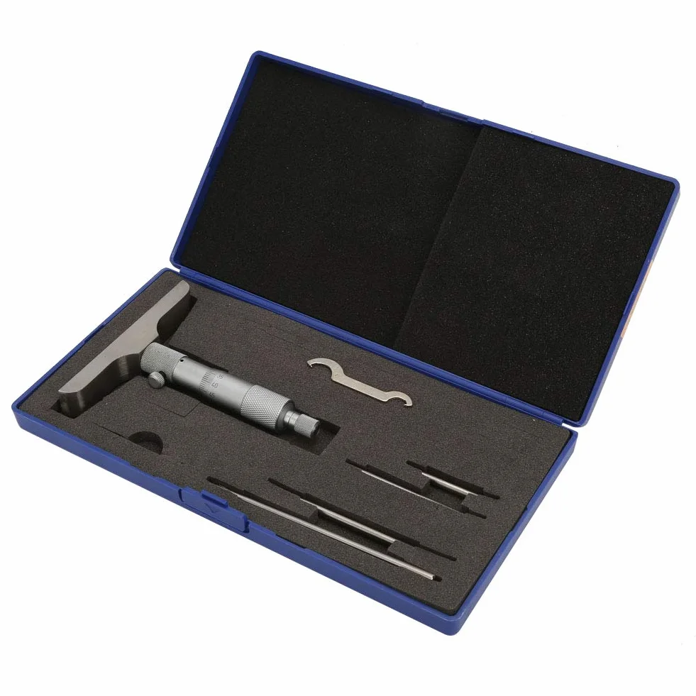 Micrómetro de profundidad de acero inoxidable de alta precisión 0-100mm 4" 5 piezas