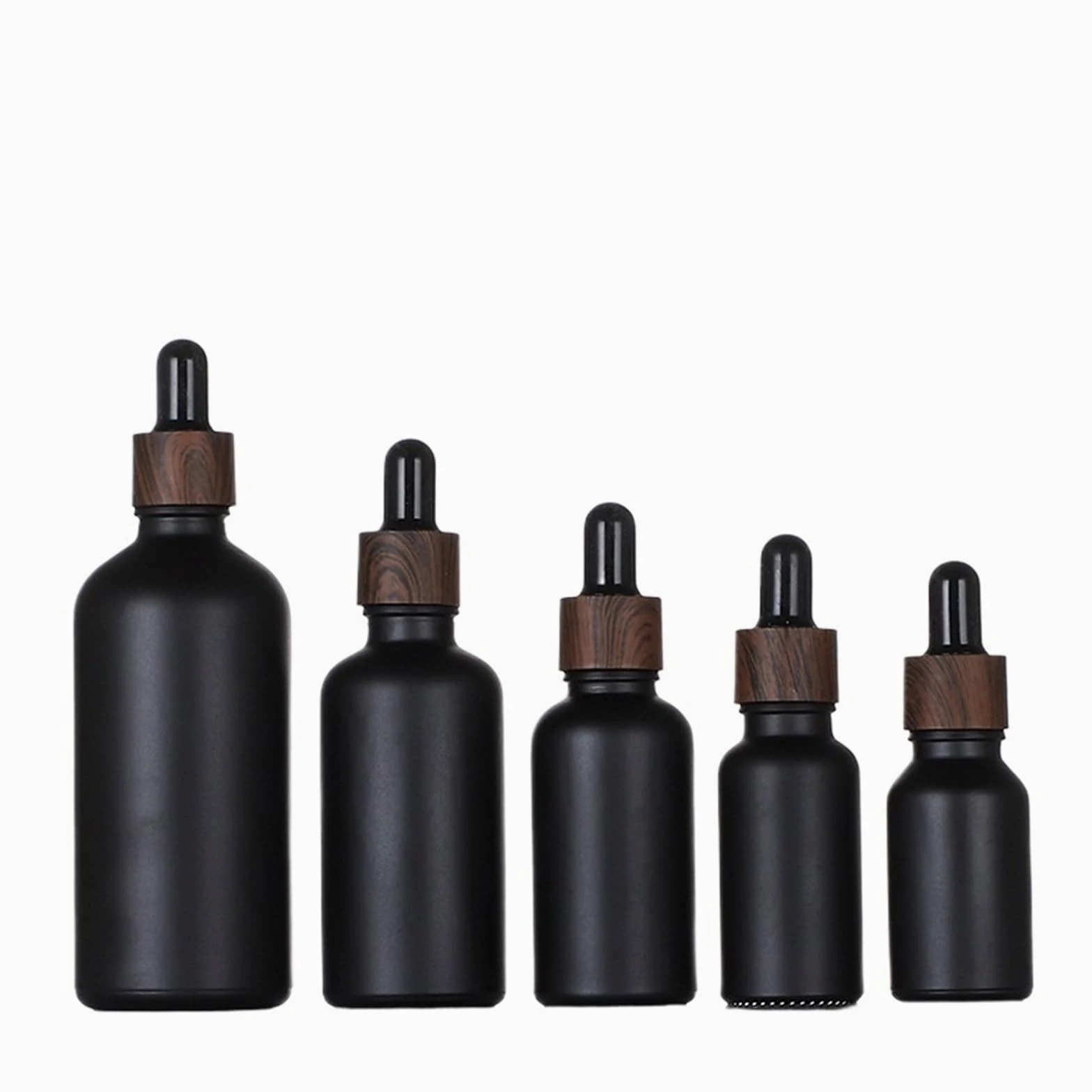 Gotero Botellas cuentagotas de vidrio negro esmerilado, tapa botella gotero vacía brillante for suero aceite Perfume esencial(Matte Black,10x 15ml)
