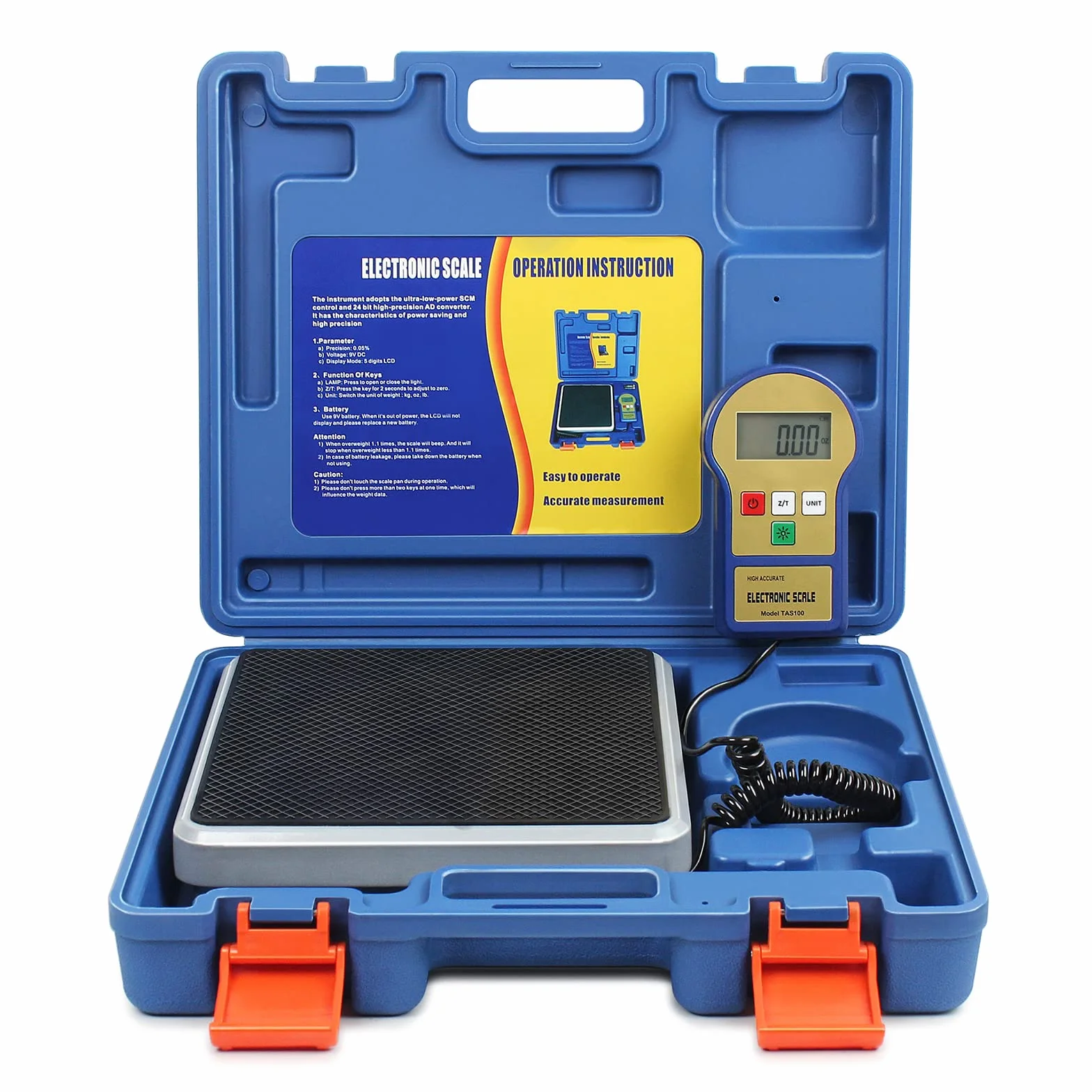 BACOENG 220lb/100kg Báscula de Carga Electrónico Digital Refrigerante de Precisión Calibration para HVAC, con Pantalla LCD de Iluminación Trasera y Estuche de Transporte Portátil