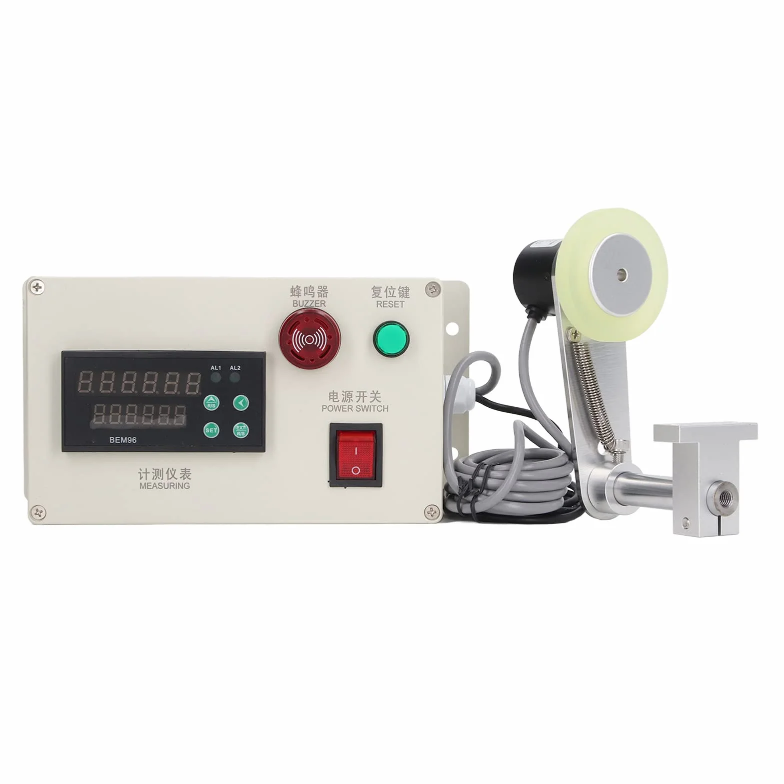 Contador de Metros Digital 6 Dígitos AC100-240V Soporte de Resorte Medidor Longitud Rueda