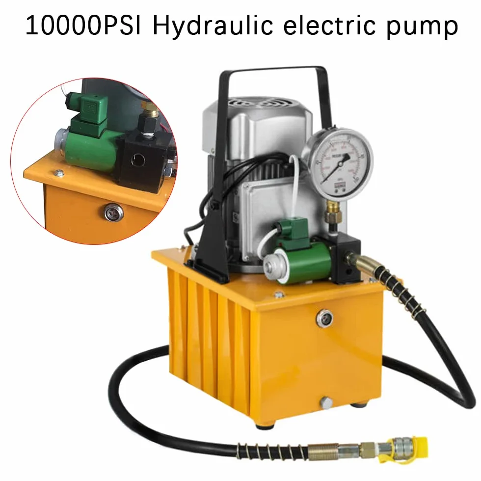 Bomba hidráulica eléctrica de 750 W, control de pedal, 1400 rpm, bomba electrohidráulica de acción única 2-70 Mpa, unidad hidráulica de 1,54 Gal para doblar/enderezar/montar, enchufe de la