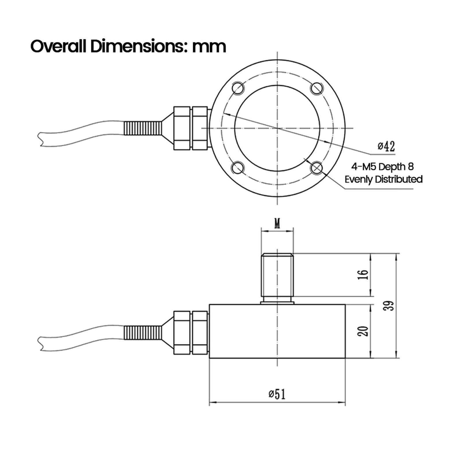 Sensor de Peso, Caja De Diafragma Célula Carga Tensión Medición Fuerza Acero Inoxidable Células Integración Presión Alta Precisión DYMH-104 | 0-3T
