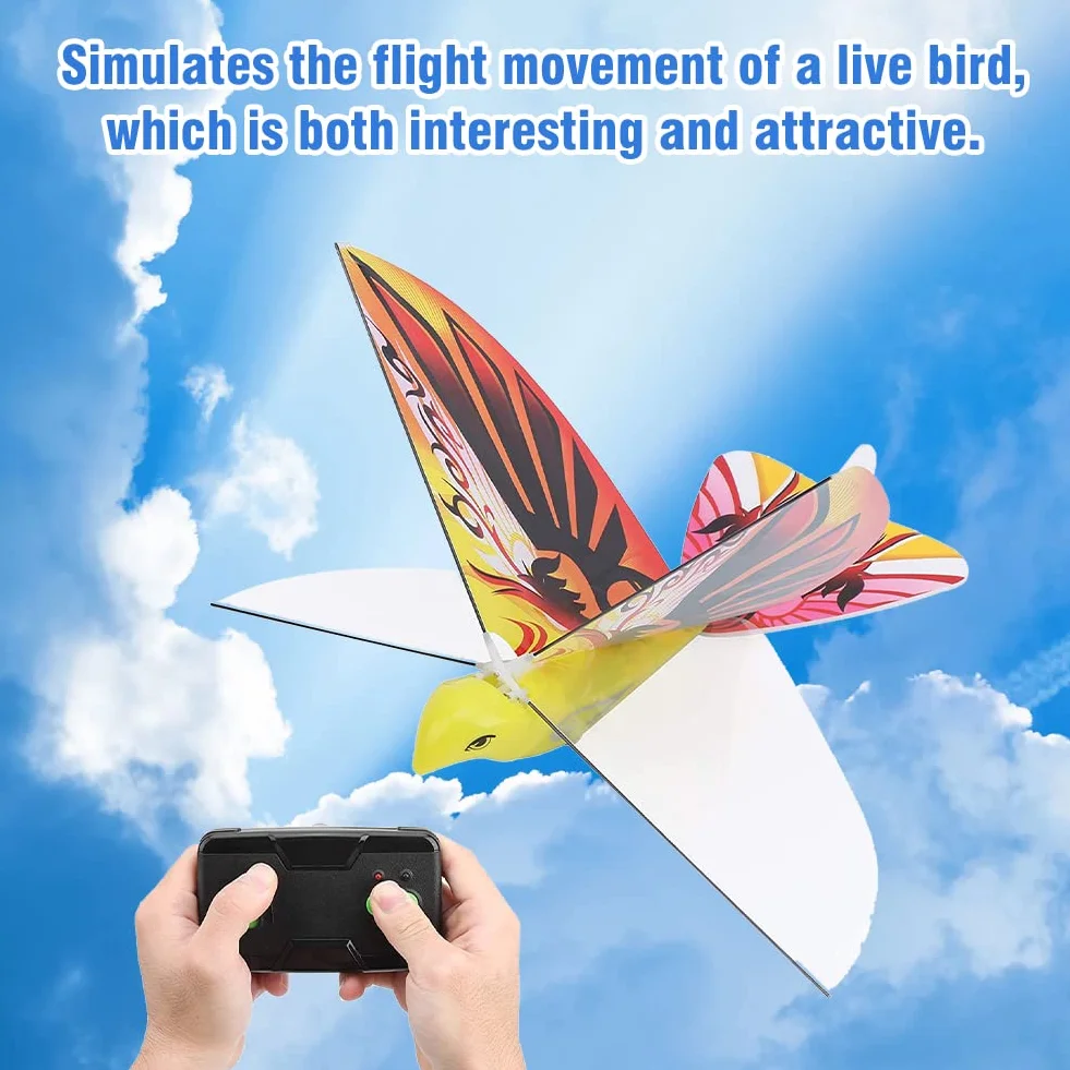 Dilwe Flying Bird RC Juguete de Aves Voladoras 2.4 GHz LED Control Remoto Naranja