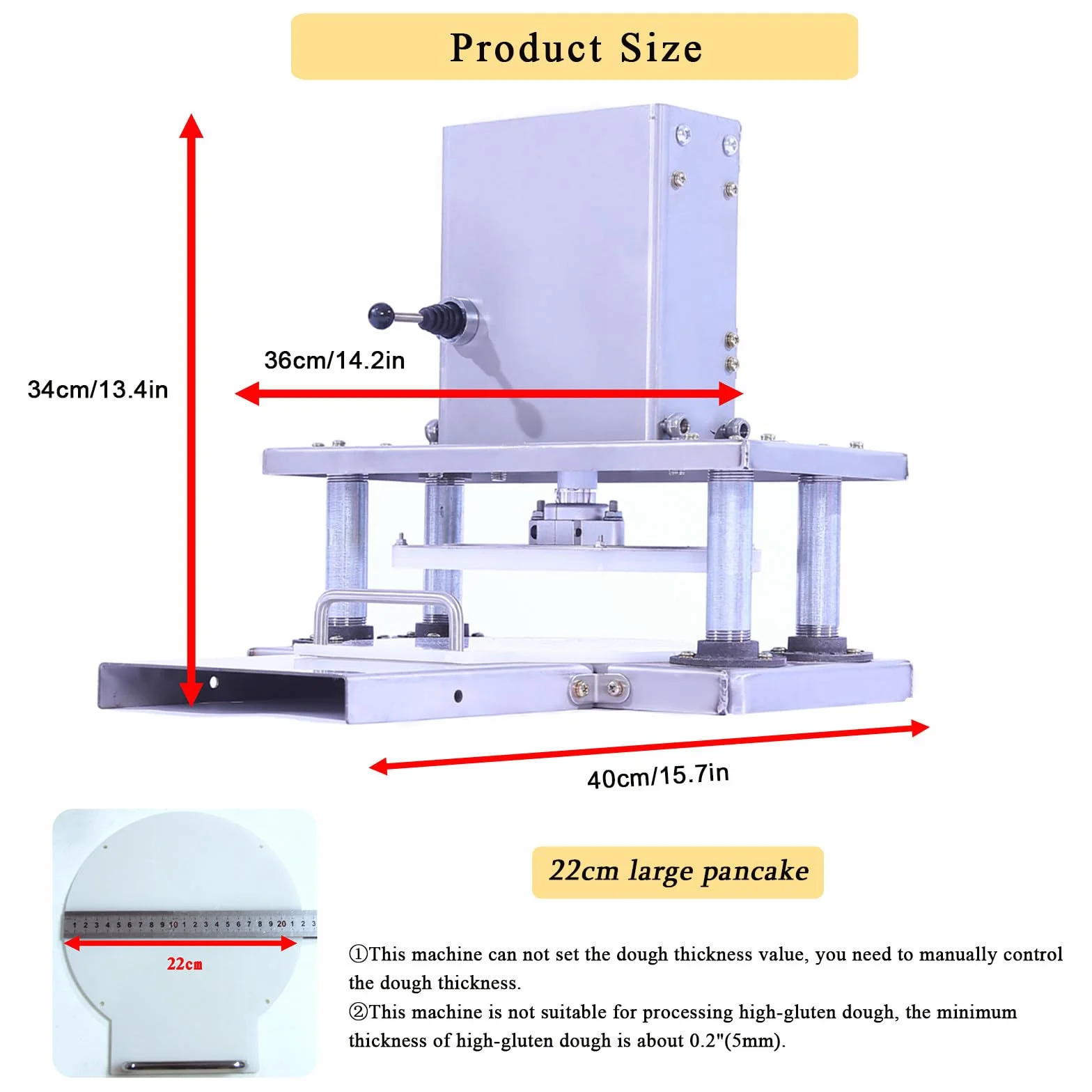 Máquina eléctrica para prensar Masa de Pizza, laminadora de Rodillo de Masa Comercial de 22 cm, máquina para Hacer Prensa de Masa para Pizza de Acero Inoxidable para prensar Pizza y Pasta