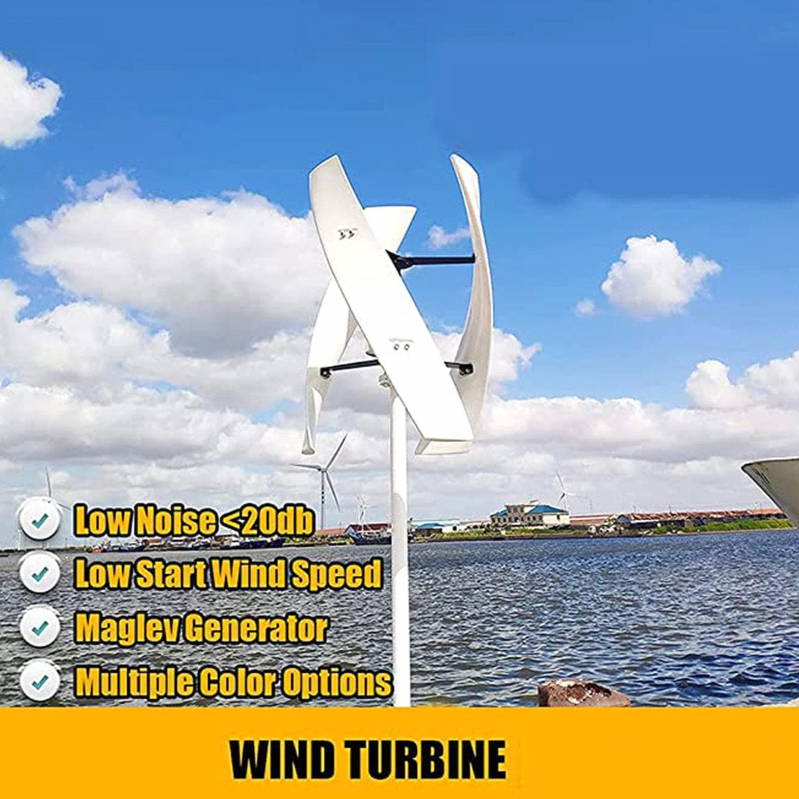 5000W Turbina eólica Vertical Generador energía Kit energía eólica 12V 24V 48V 3 aspas con Controlador Kit de turbinas eólicas para suplementación con energía doméstica,24V