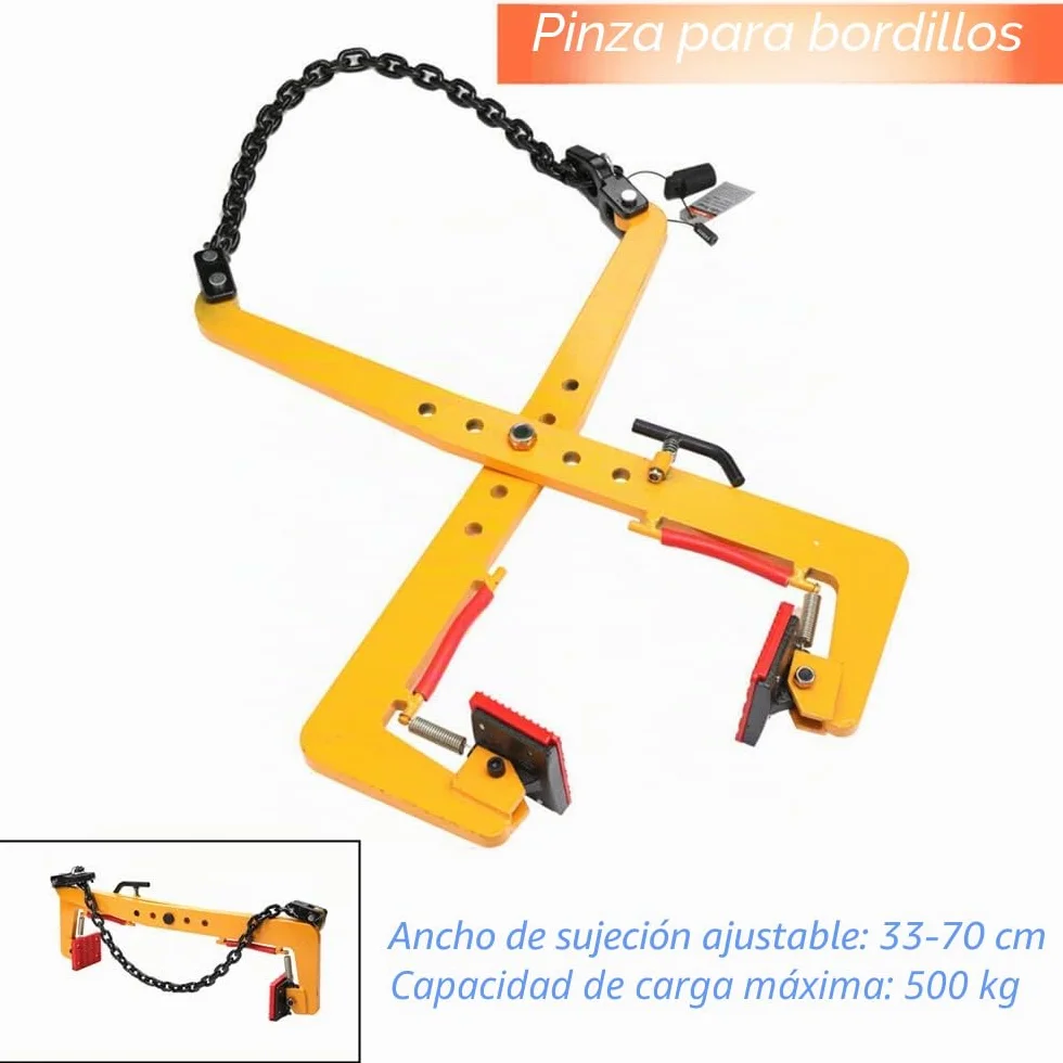 Pinza Ajustable Para Piedra de 500 kg, Elevador y Agarrador de Piedras, Acero Inoxidable, Soporte Para Cadena, Apertura 33-70