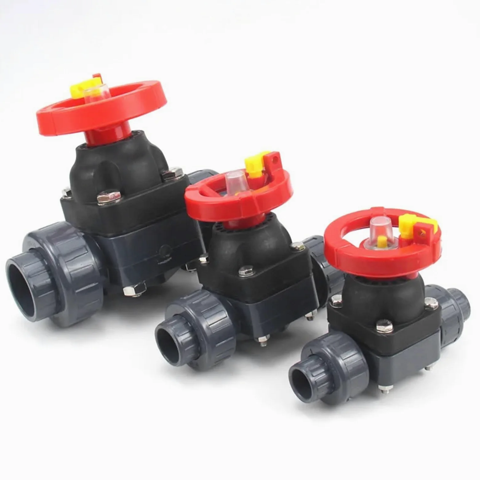 Válvula de diafragma de Doble rotación Conexión Activa de PVC Válvula de Control de Flujo Interruptor de válvula de plástico Resistente a la corrosión(DN 20 X 25mm)