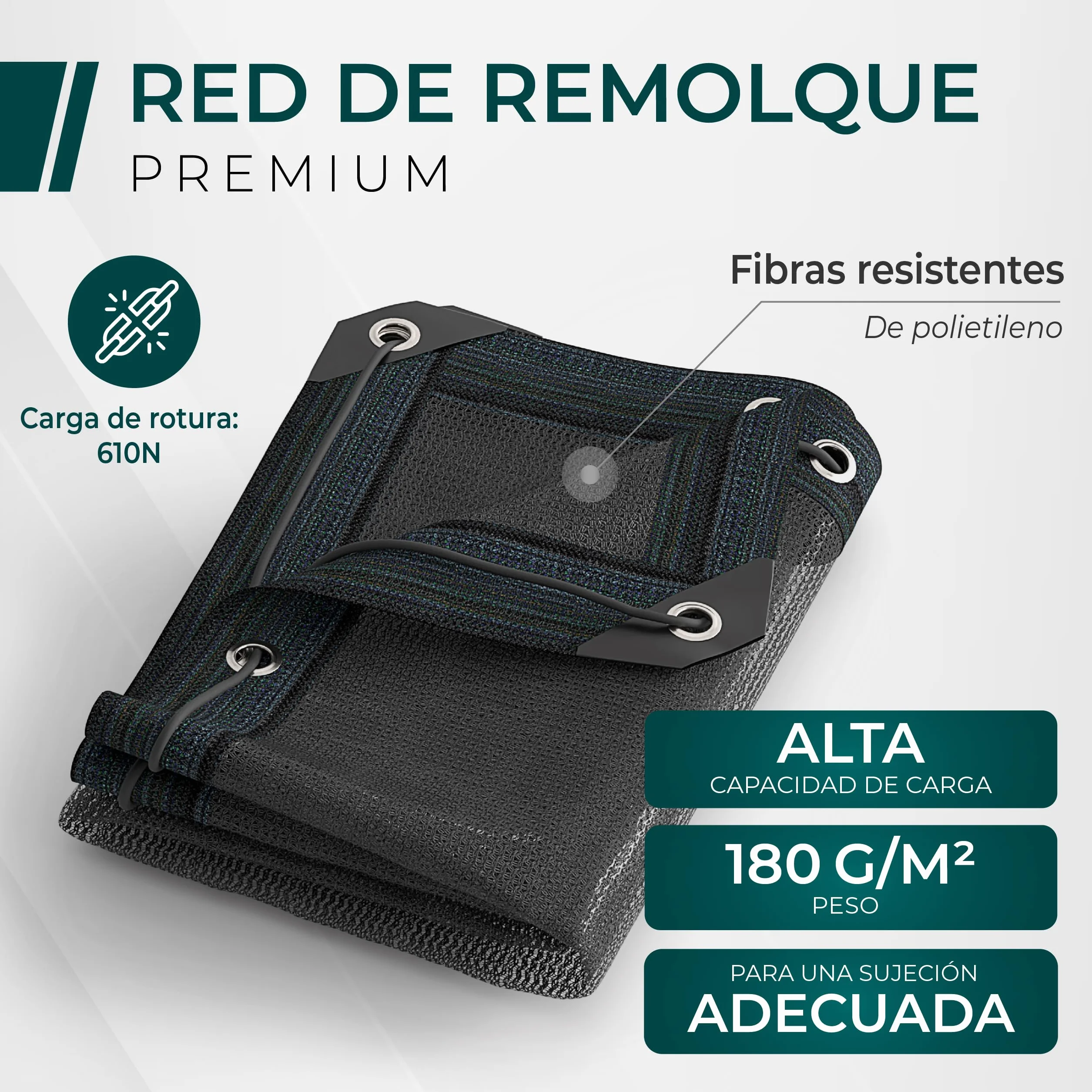 CargoVA® - Red de Remolque de Malla Fina 3x6M - Red de Cobertura Negra de Malla Fina con Cuerda elástica - para una sujeción óptima de la Carga