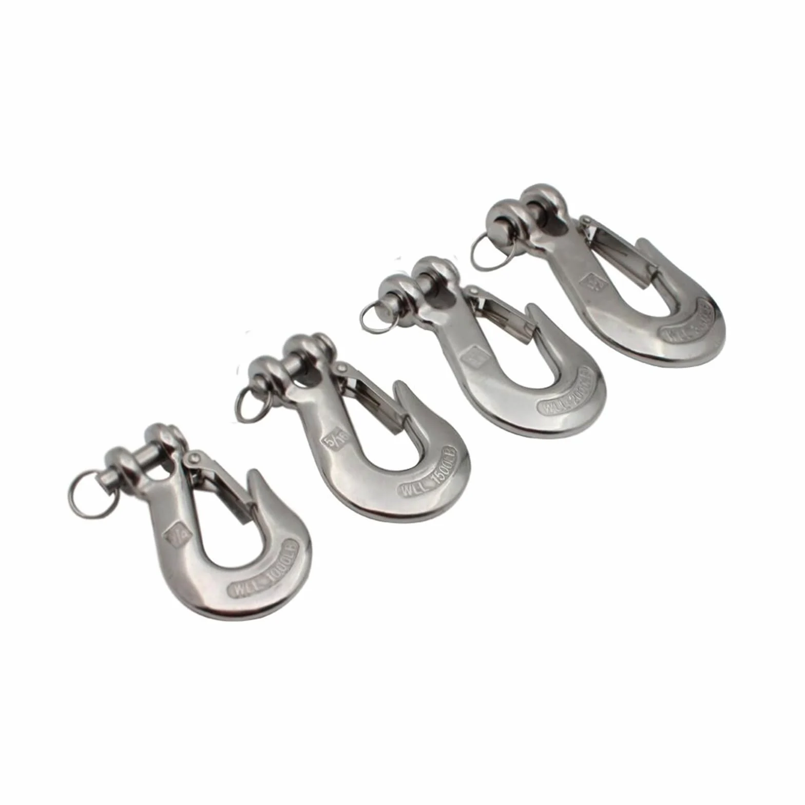 Ganchos de elevación de acero 304 de 6 piezas con pestillo de seguridad, gancho de eslinga de horquilla, gancho de cadena de horquilla(1/4(load 1000lb))
