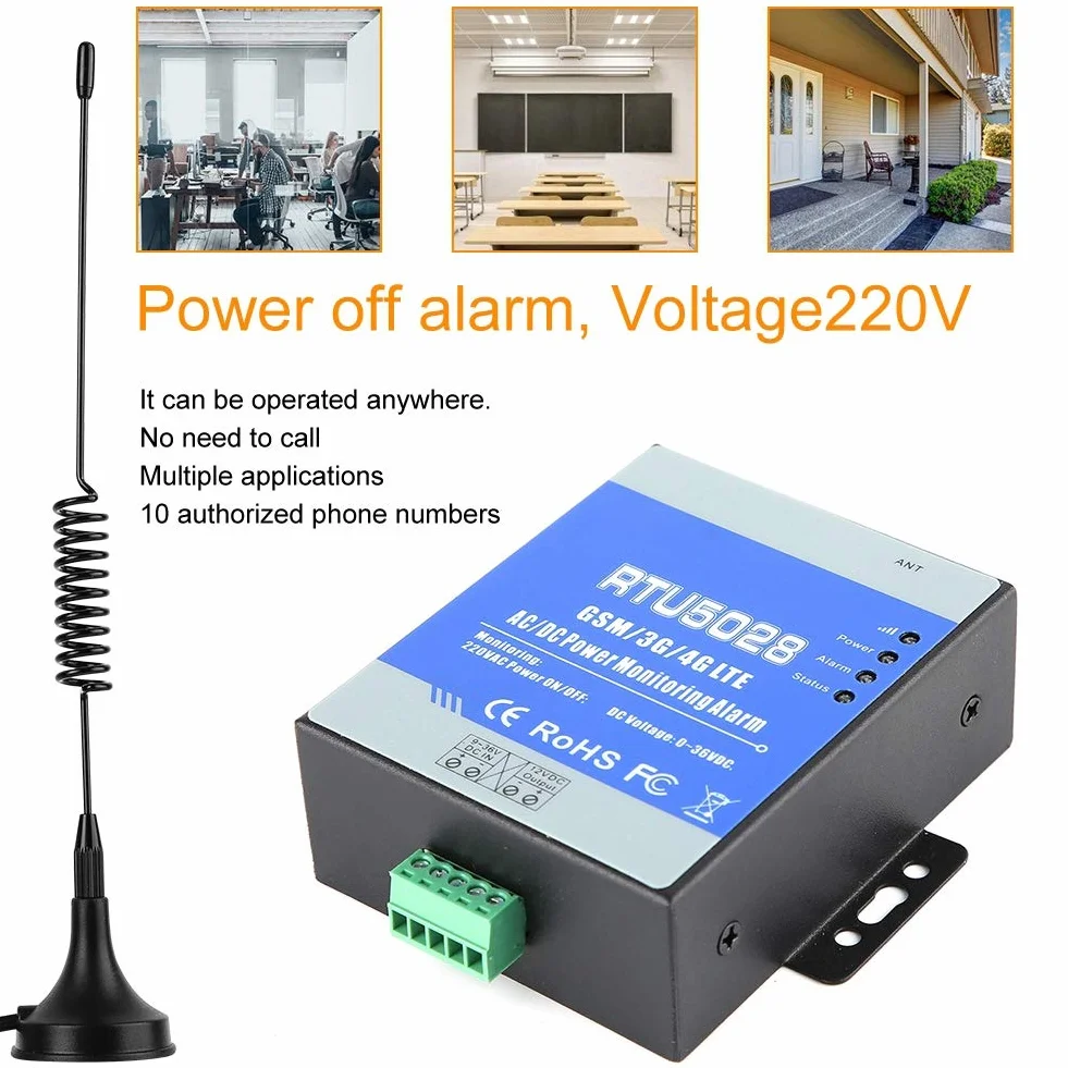 Sistema de Alarma gsm RTU5028 gsm Monitoreo del Estado del Voltaje de energía para fallas de energía/Alerta de Alarma de recuperación(Enchufe estándar Europeo)