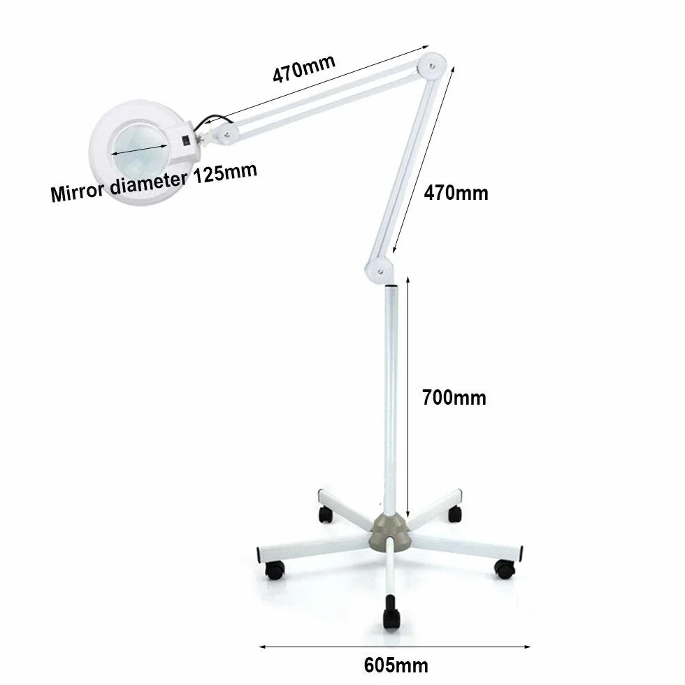 Lámpara de lupa LED de 8 dioptrías, brazo lupa ajustable con 5 ruedas, luz fría, lámpara de lupa para esteticistas, bordadores, dentistas