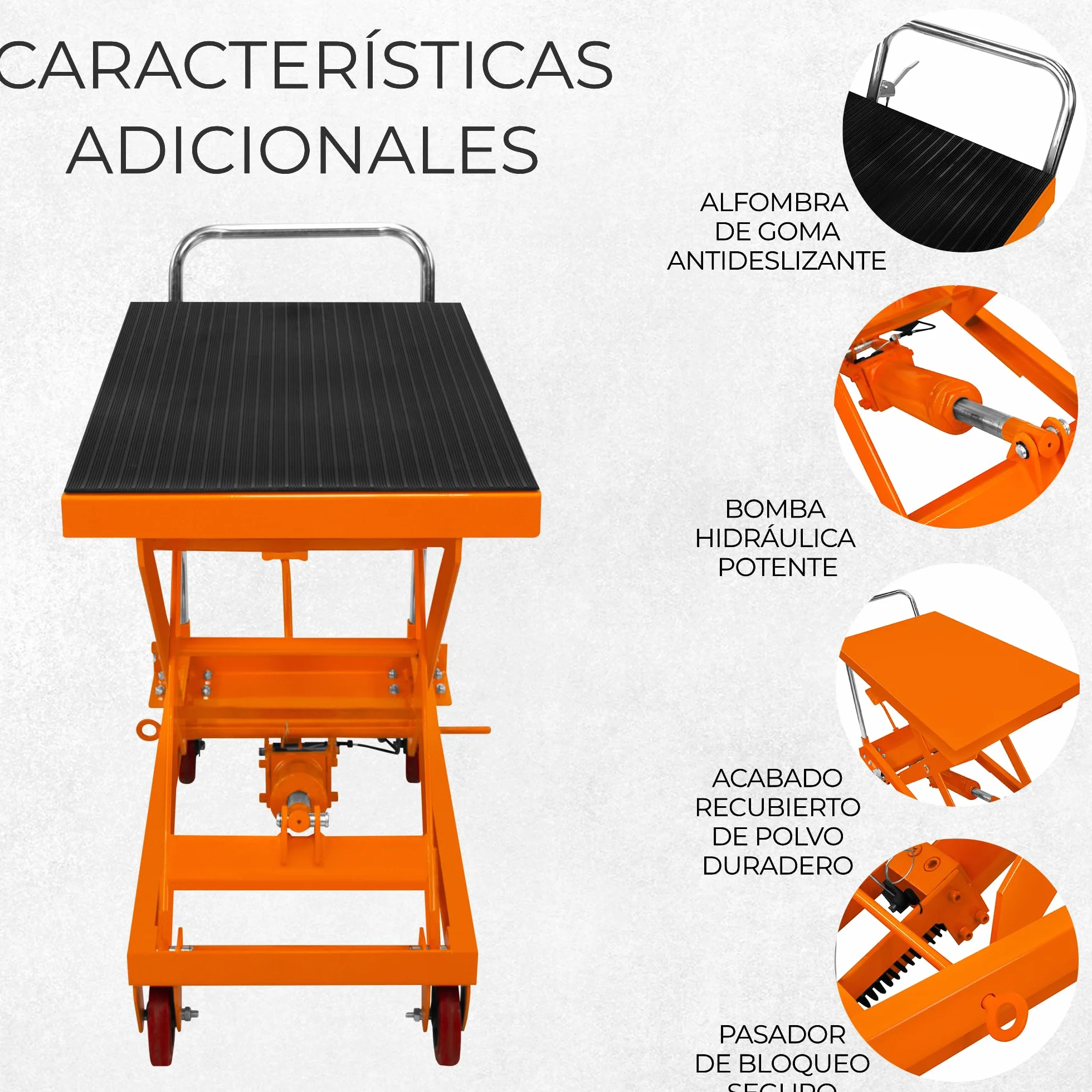 Mesa Elevadora Hidráulica Manual Elevador de Tijera Industrial Profesional Comercial para Reparar Coches Motocicletas Taller Garaje Almacén Capacidad 500kg 1100lbs Altura 29-78cm Plataforma 81 x 51cm