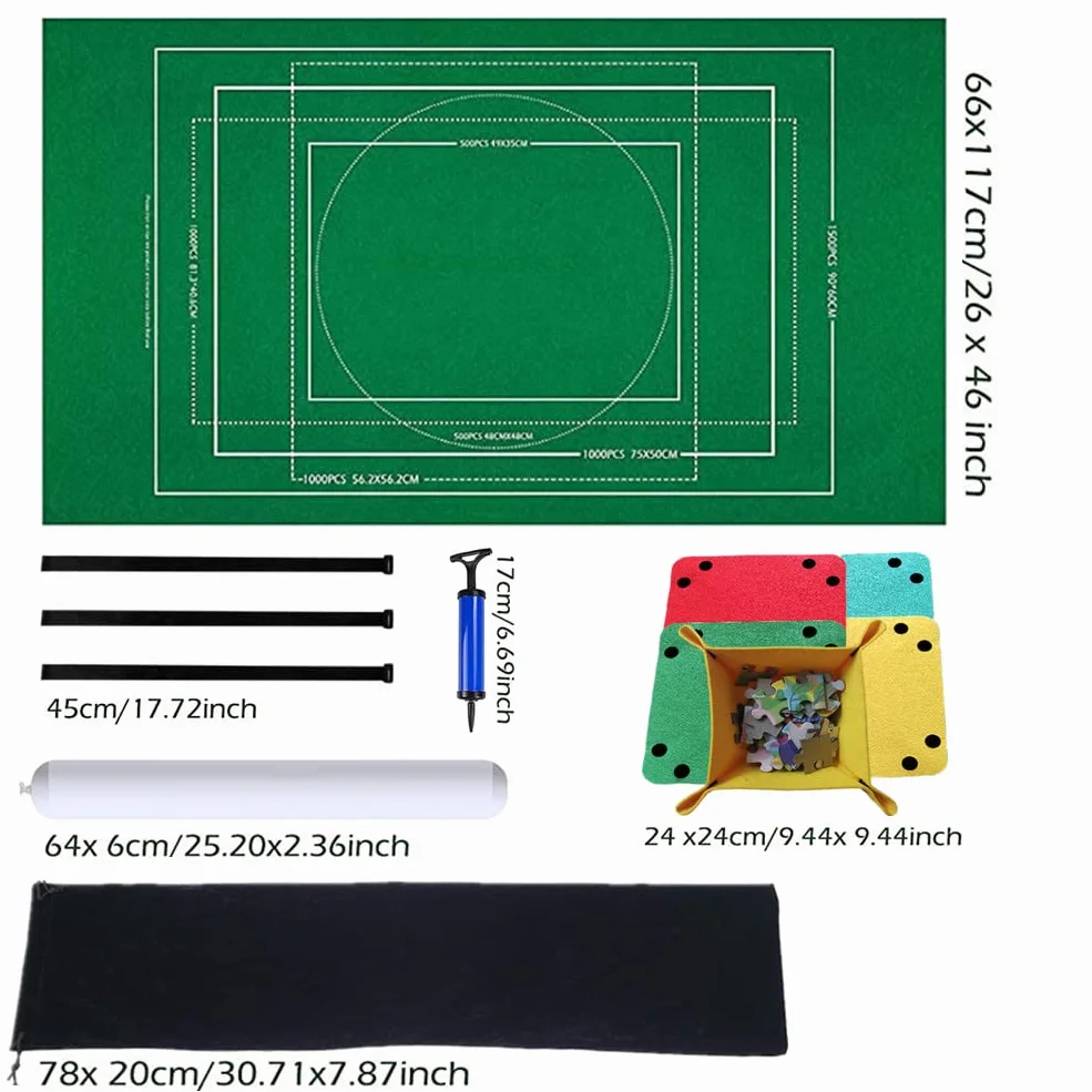 Tapete para Puzzle Roll Fieltro Puzzle Mat 1000/1500 Piezas Verde