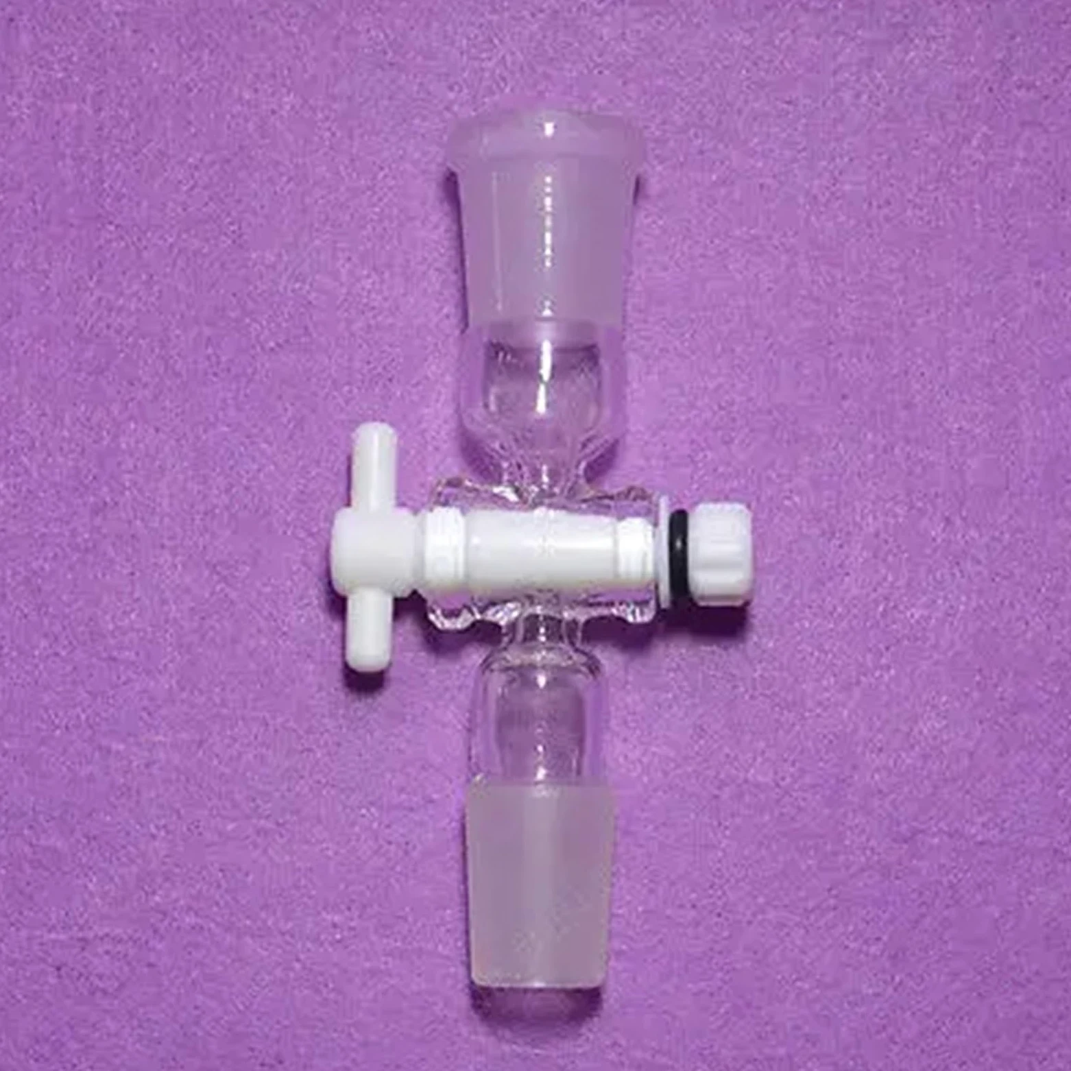 Adaptador de laboratorio de control de flujo de vidrio de laboratorio con llave de paso PTFE 24/40