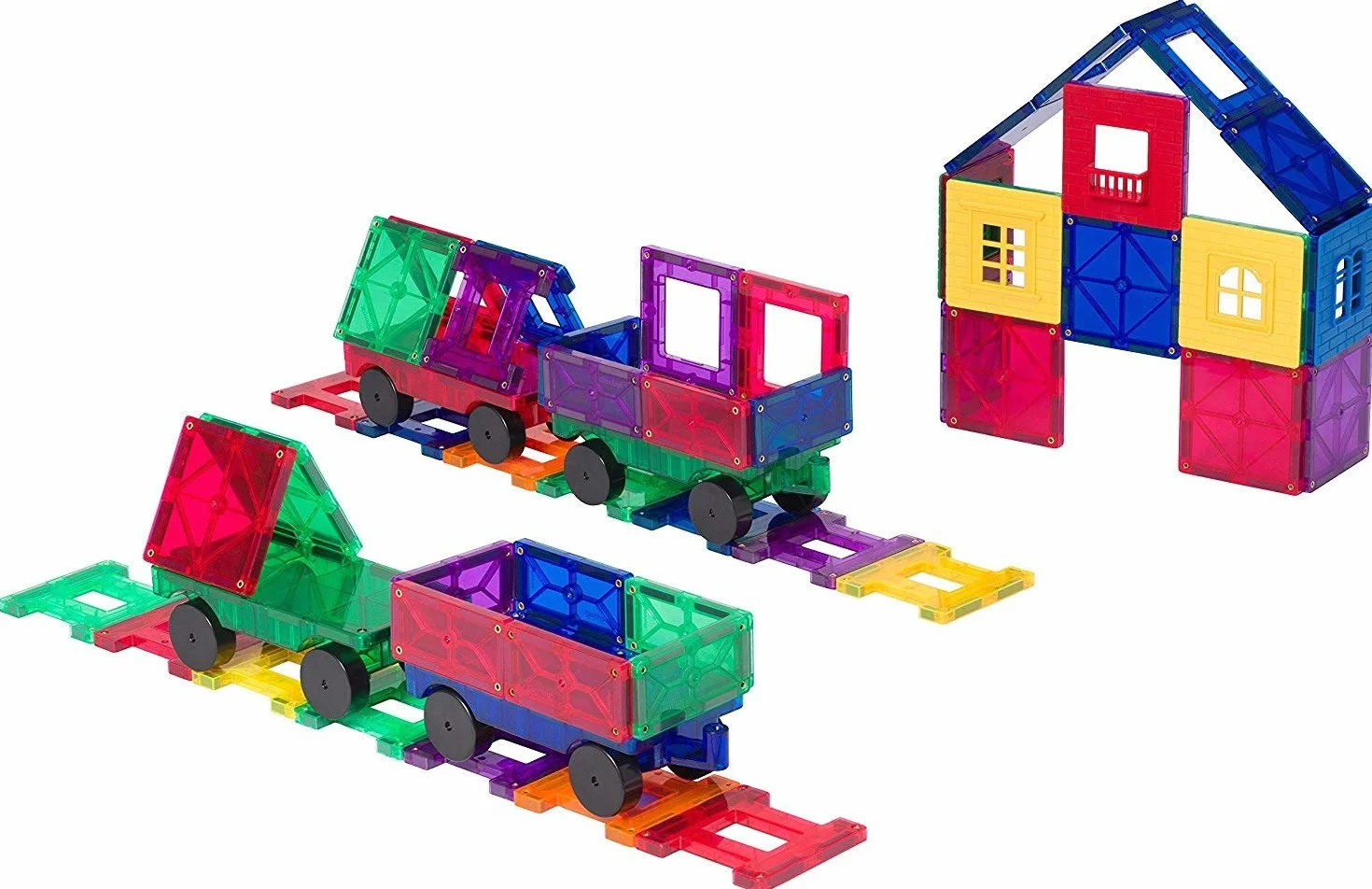 Playmags 20 Piezas Juego de Tren con Imanes Fuertes y Azulejos de Color Vívido