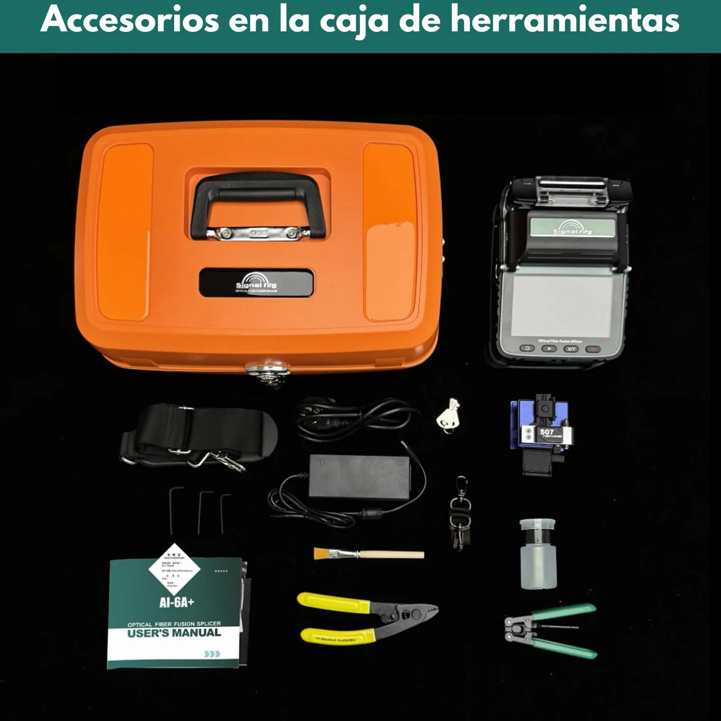Nuevo Modelo AI-6A+ Fusionadora de Fibra Óptica con OPM y VFL Integrados, Kit Empalmadora de Fibra Optica Automática con Alineación de Núcleo de 6 Motores, 8s Fusión 18s Calentamiento