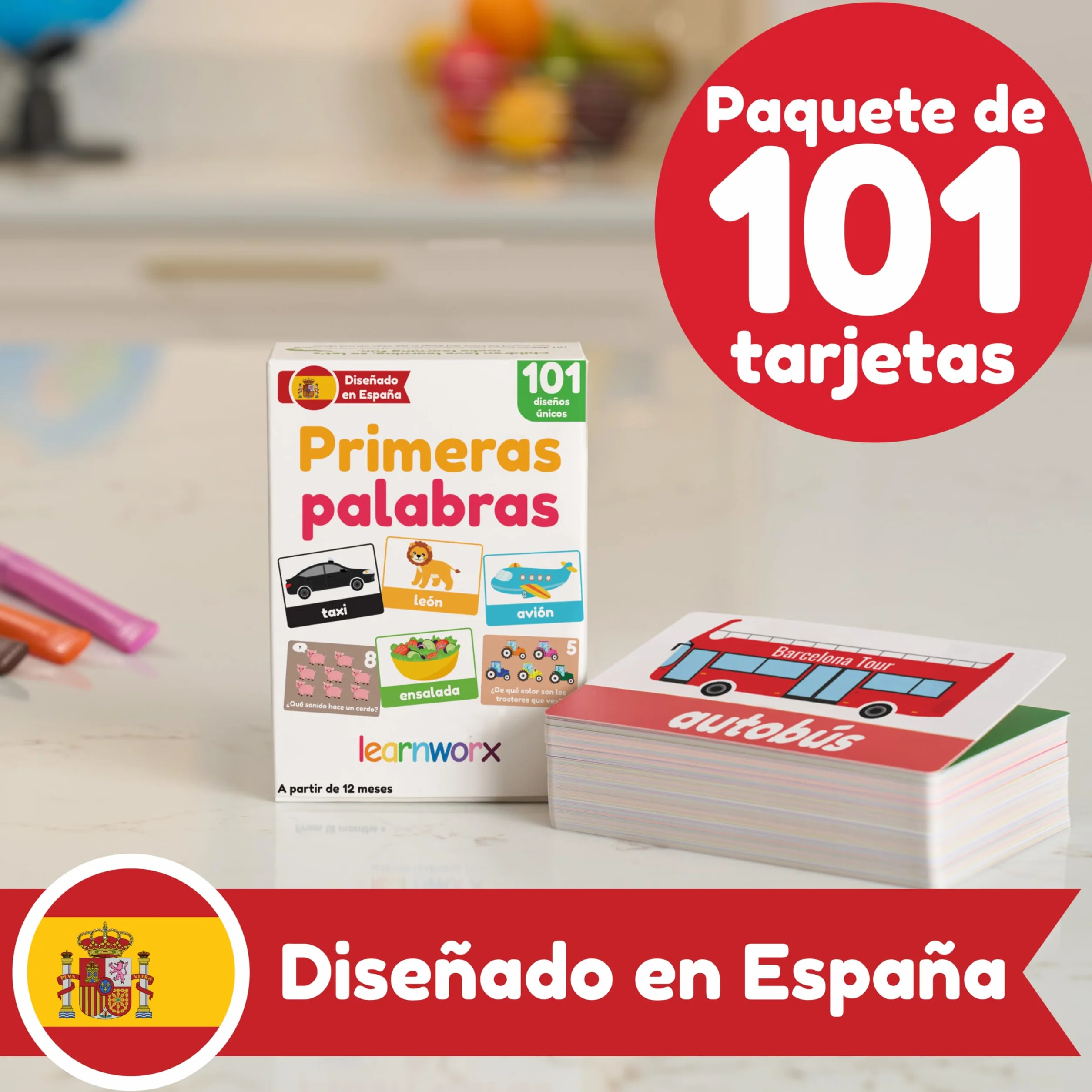 Tarjetas Educativas Bebés 1 2 3 Años | 101 Tarjetas Únicas Flashcards Primeras Palabras | Juguete Desarrollo del Lenguaje