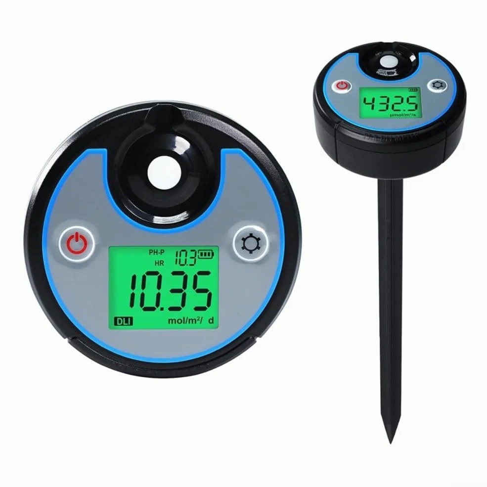 Zoegneer Medidor de luz PAR y DLI de doble función con registro de datos de 5 años IP65 impermeable espectrofotómetro de pantalla digital para monitoreo de crecimiento de plantas en invernadero y uso