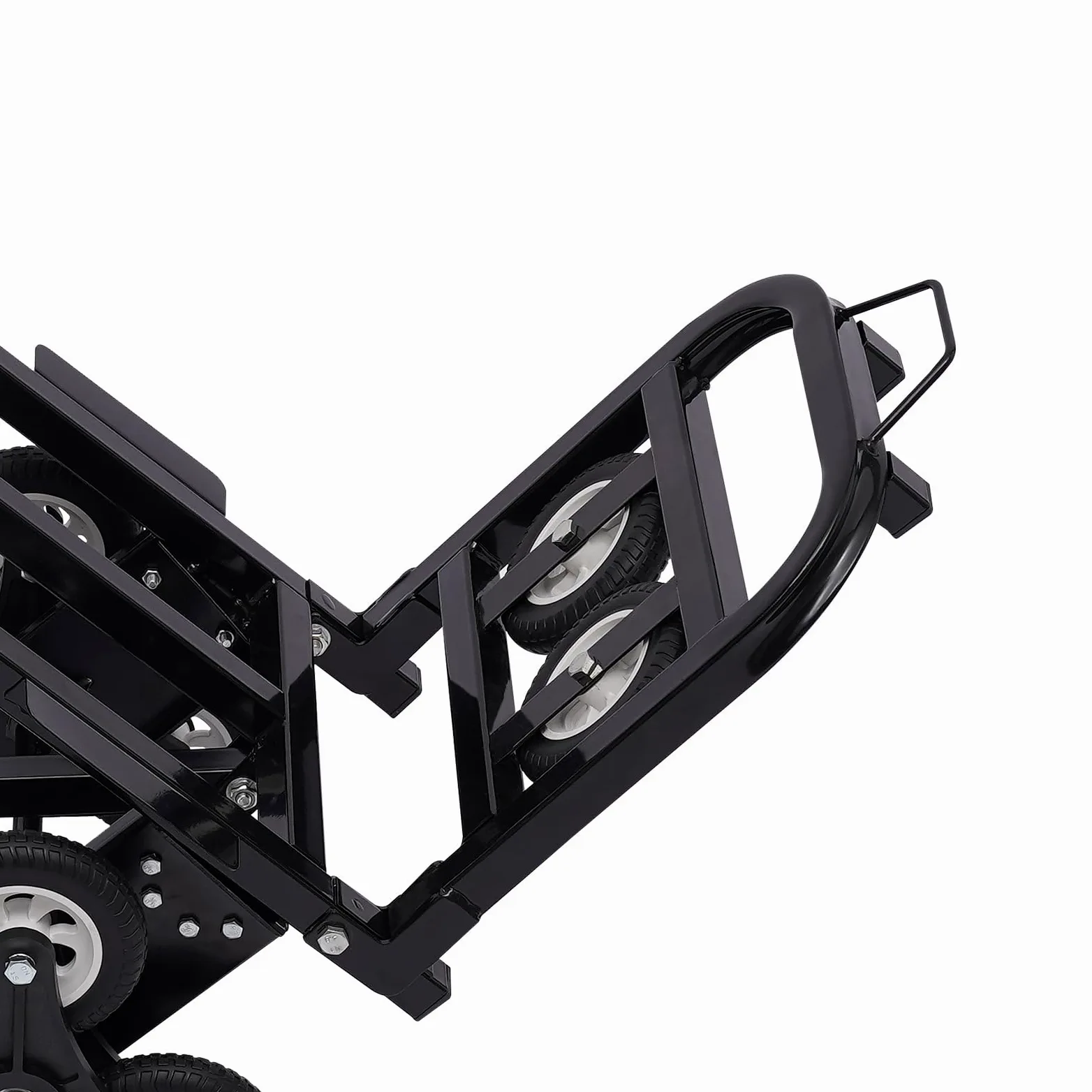 Carretilla de mano plegable para escalones, hasta 150 kg, chasis de tres ruedas, con mango extralargo (longitud ajustable 73-114 cm) para carretilla de transporte