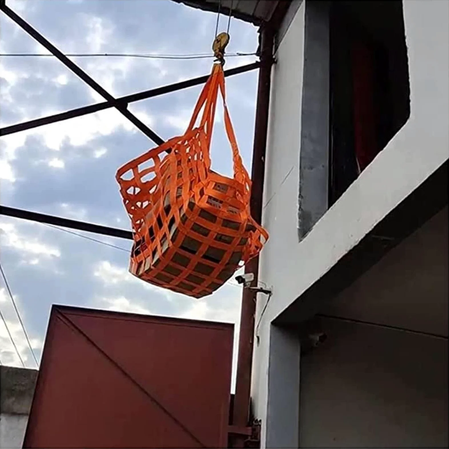 Red De Elevación De Carga De Poliéster - Cinta De Malla De Elevación Resistente Al Desgarro, Red De Elevación De Cuerda Duradera, Bolsa De Elevación De Carga(1.5 X 1.5M/Mesh 10cm/Load 2t)