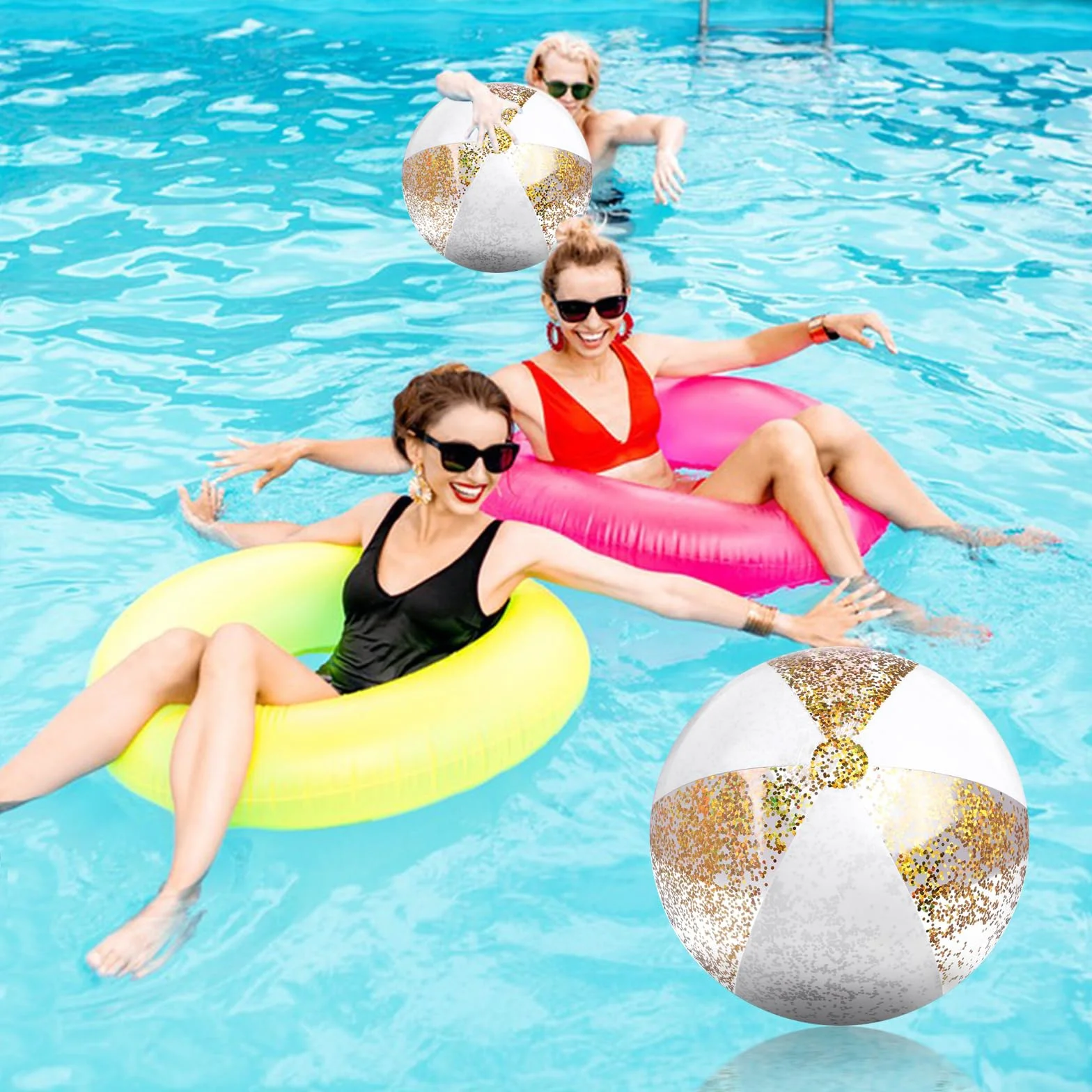 Glitter Pelota Hinchable Transparente 2 PCS para Playa Piscina Fiesta