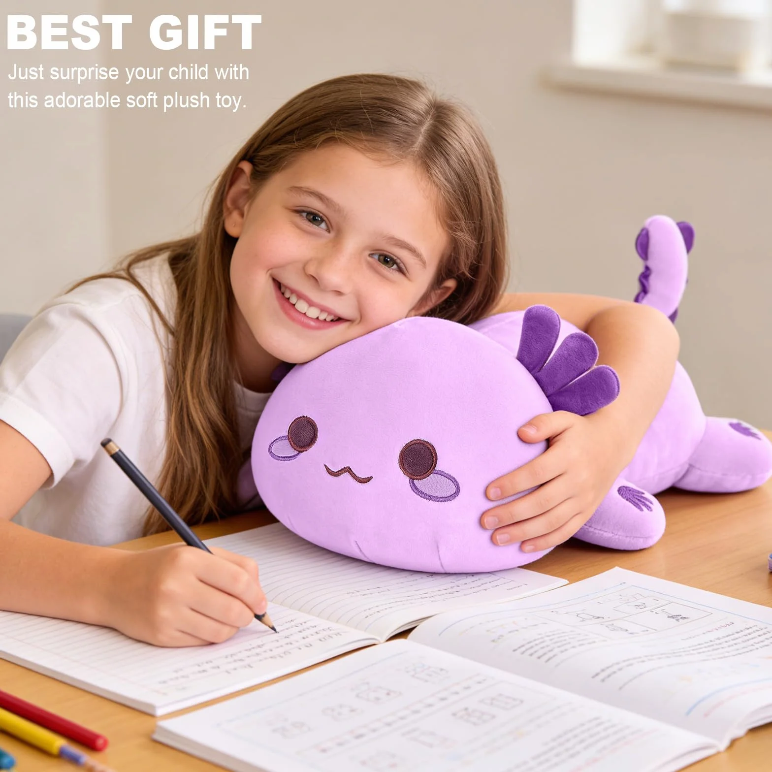 Shownicer Peluche Axolotl de Tela Kawaii Salamandra, Juguete para Acurrucarse, Cojín de Lanzamiento