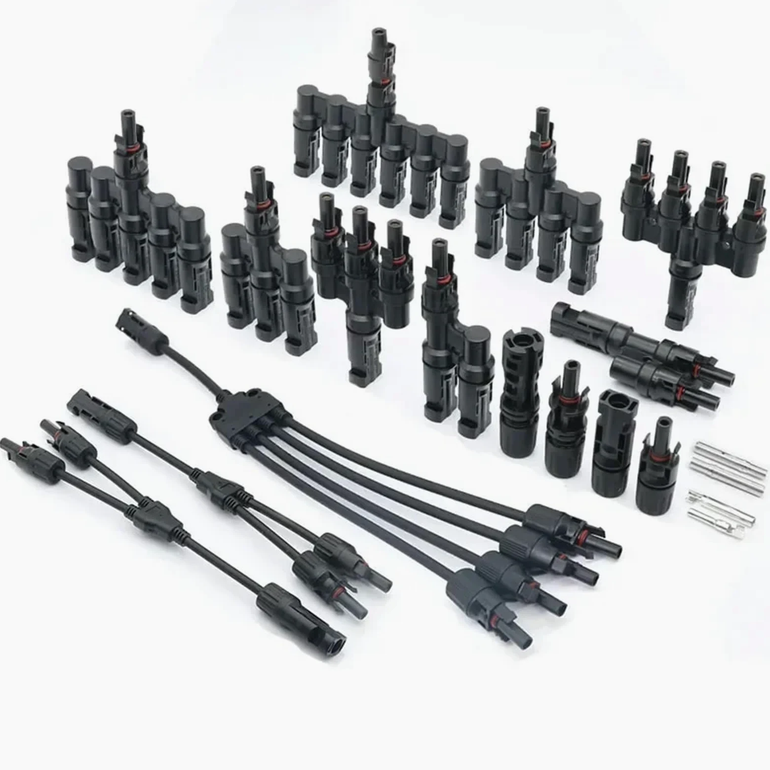 1/5/20/100 juegos de conectores solares fotovoltaicos 30 A 1000 V T/Y cable de rama, acoplador, combinador, kit de instalación de componentes de panel solar (MC4-Y4, 1 juego)