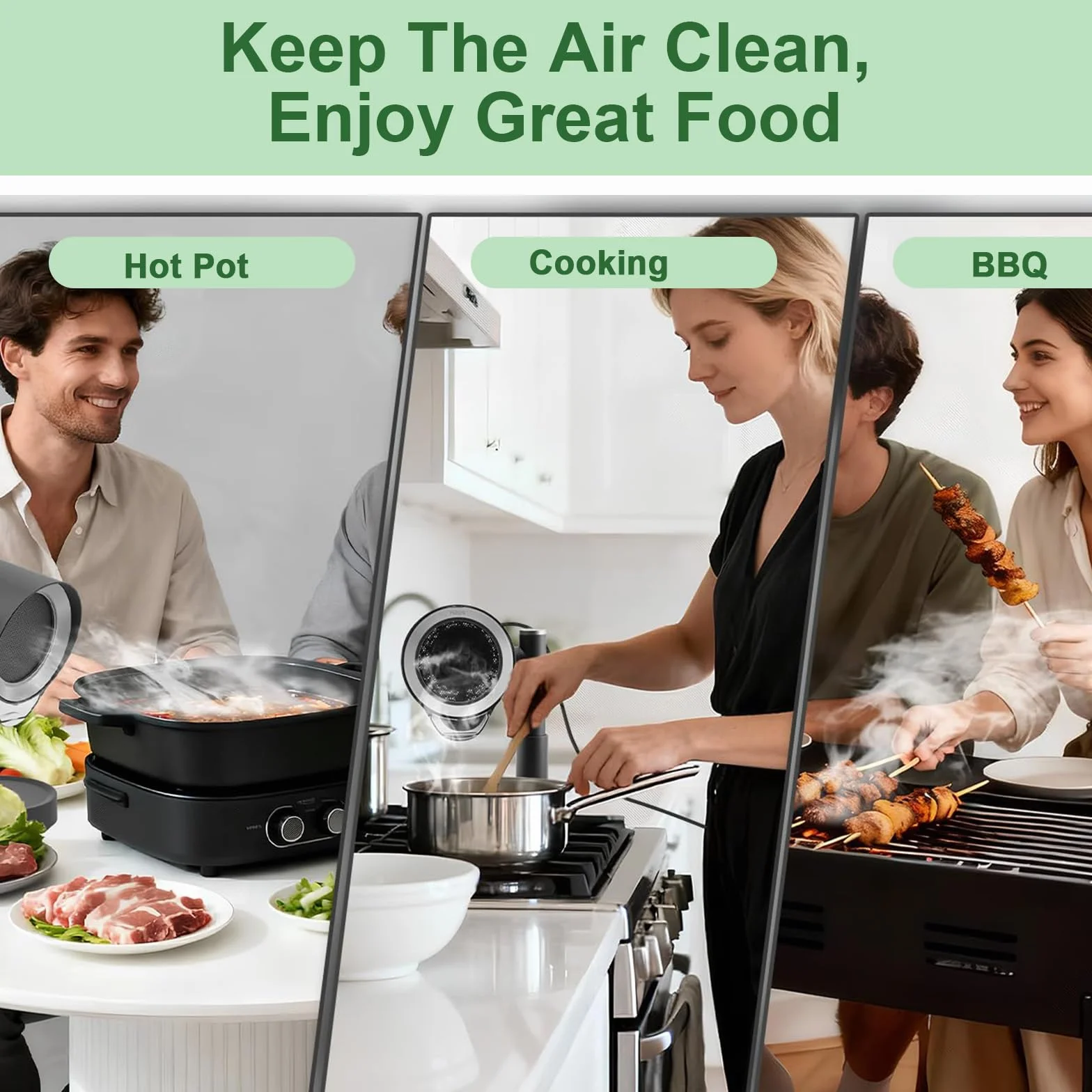 Campana Extractora Portátil para Cocina, Telescópica Inclinable, 3 Velocidades, Filtro de Aluminio