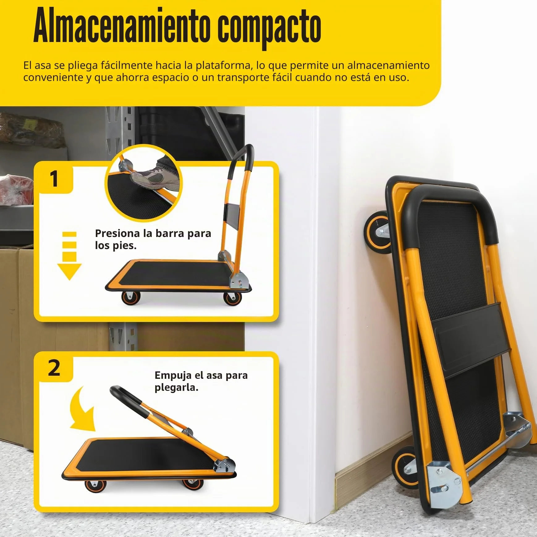 MaxWorks 80876 Plataforma Plegable para camión con Plataforma móvil, 149,68 kg Capacidad de Peso con Ruedas giratorias