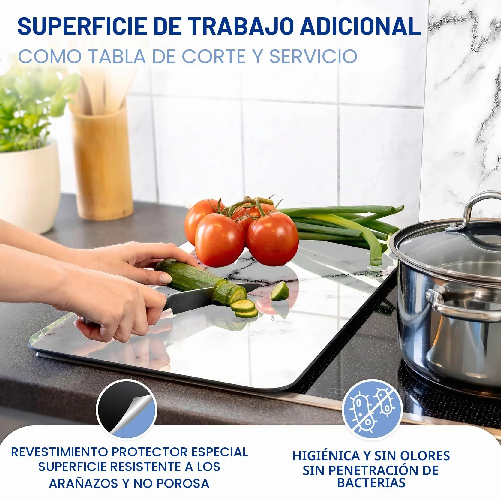 WENKO Placas protectoras cocina Mármol ajustable altura 30 x 52 cm juego 2