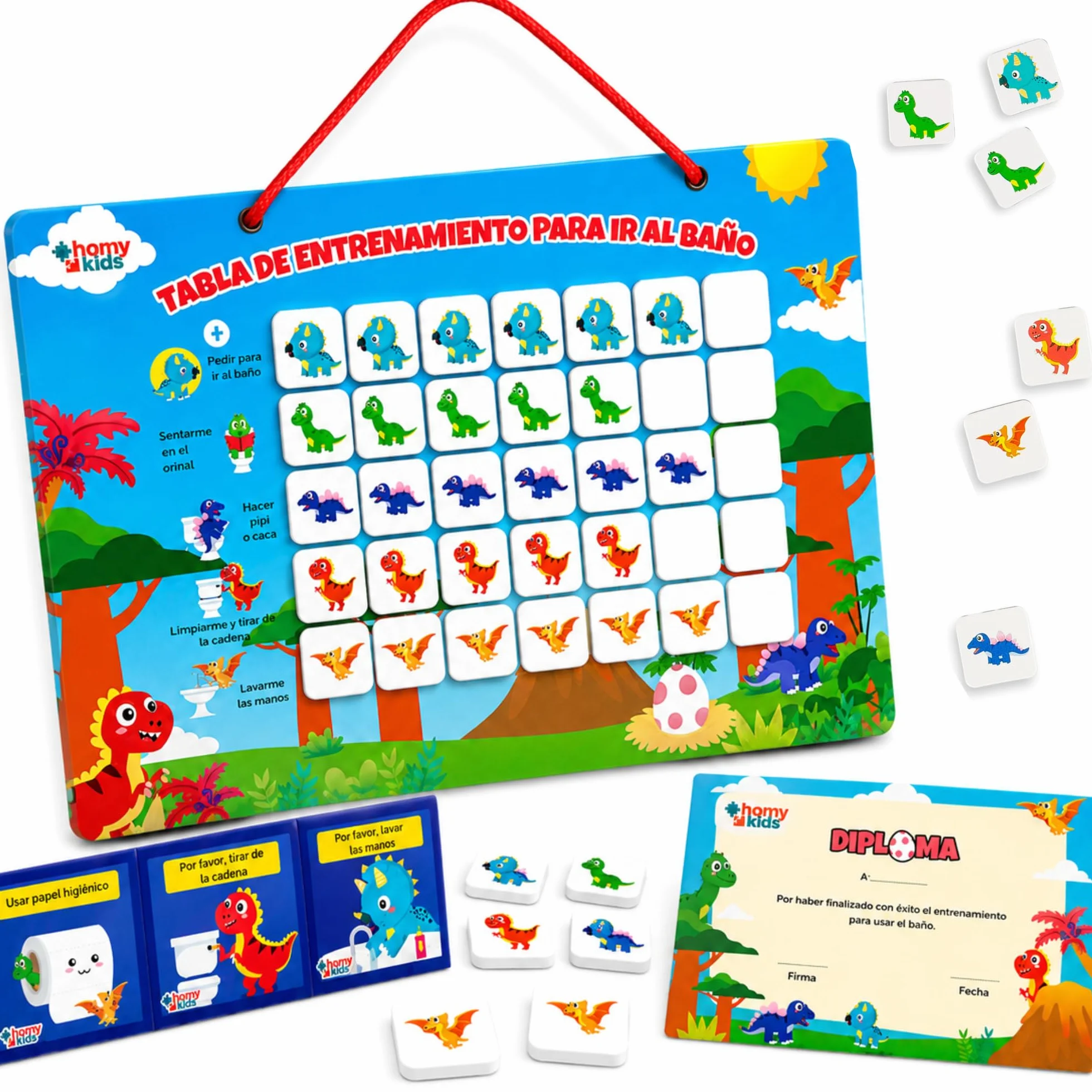 HOMYKIDS Tabla de Recompensas para Aprender a Ir al Baño en ESPAÑOL - Tabla de Entrenamiento con Pegatinas Magnéticas para Niños