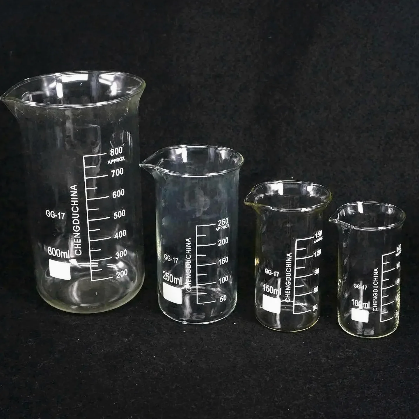Vaso de vidrio graduado, medidas de borosilicato para líquido, taza medidora de laboratorio