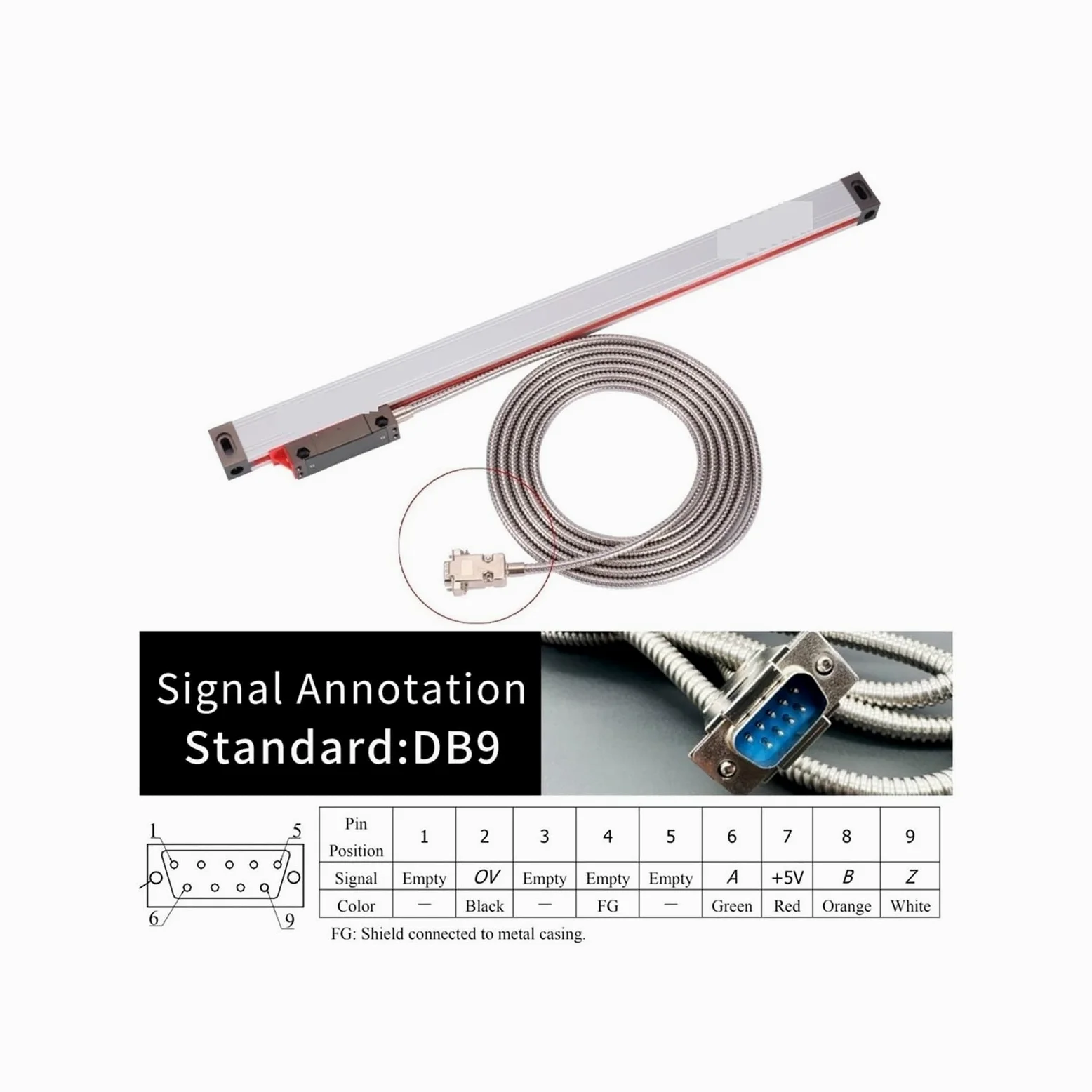 OPFVUJIKX Codificador DRO ABZ de 5 micras con e Lineal de Alta precisión de 0,005 mm y Regla de Rejilla óptica de 850 mm, 900 mm, 950 mm y 1000 mm.(Travel 900mm)