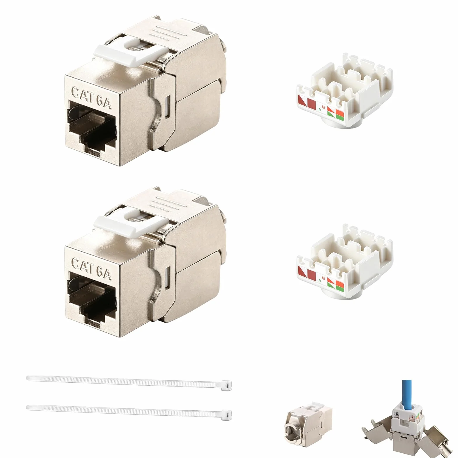 Módulo Keystone CAT6A RJ45 STP Blindado 10 Gbit/s 500 MHz LSA IDC Snap-In