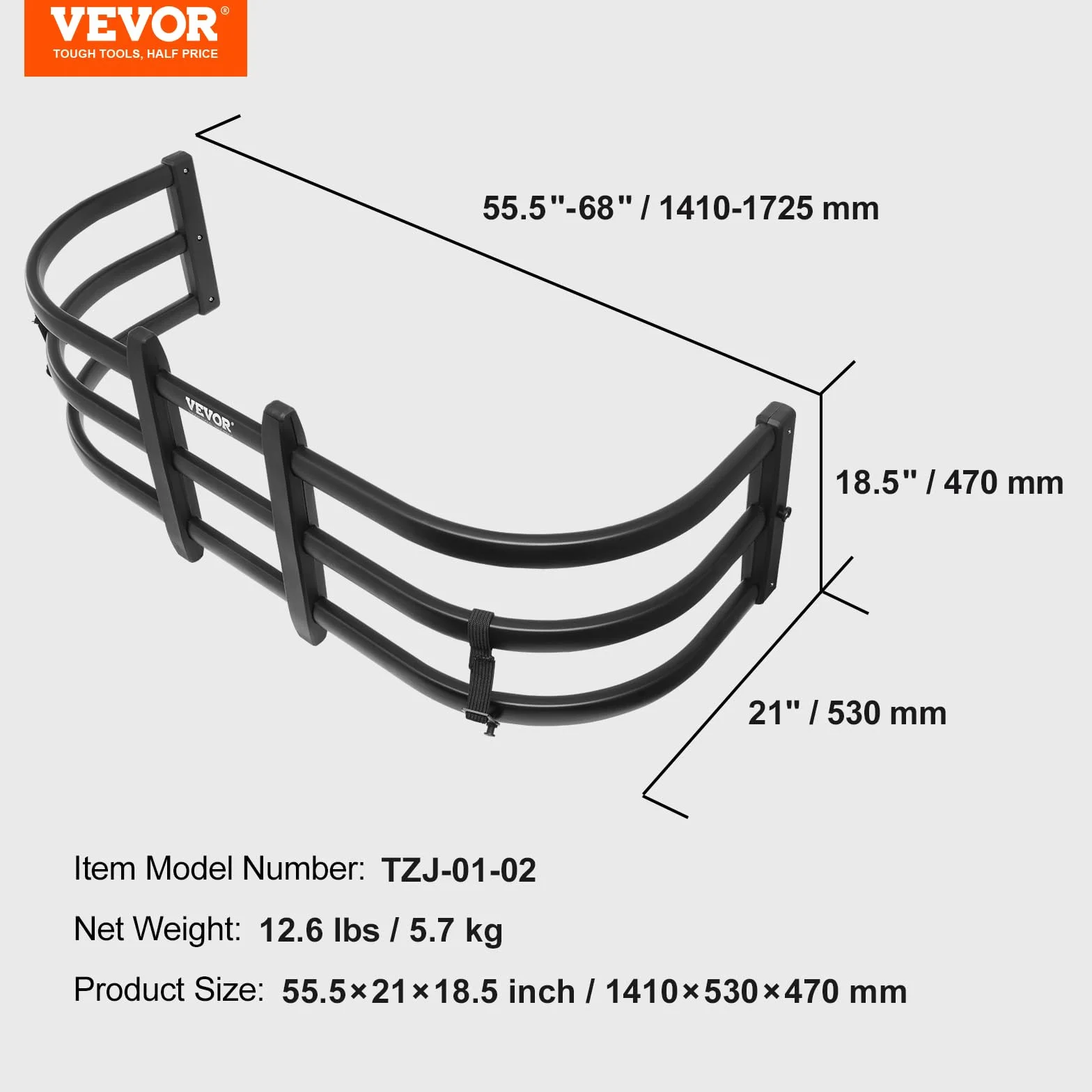 VEVOR Extensión de Plataforma de Camioneta Retráctil 141-172,5x53x47 Extensión de Plataforma de Carga de Aleación de Aluminio para Cargas Voluminosas Compatible con Ford Super Duty Toyota Tundra GMC