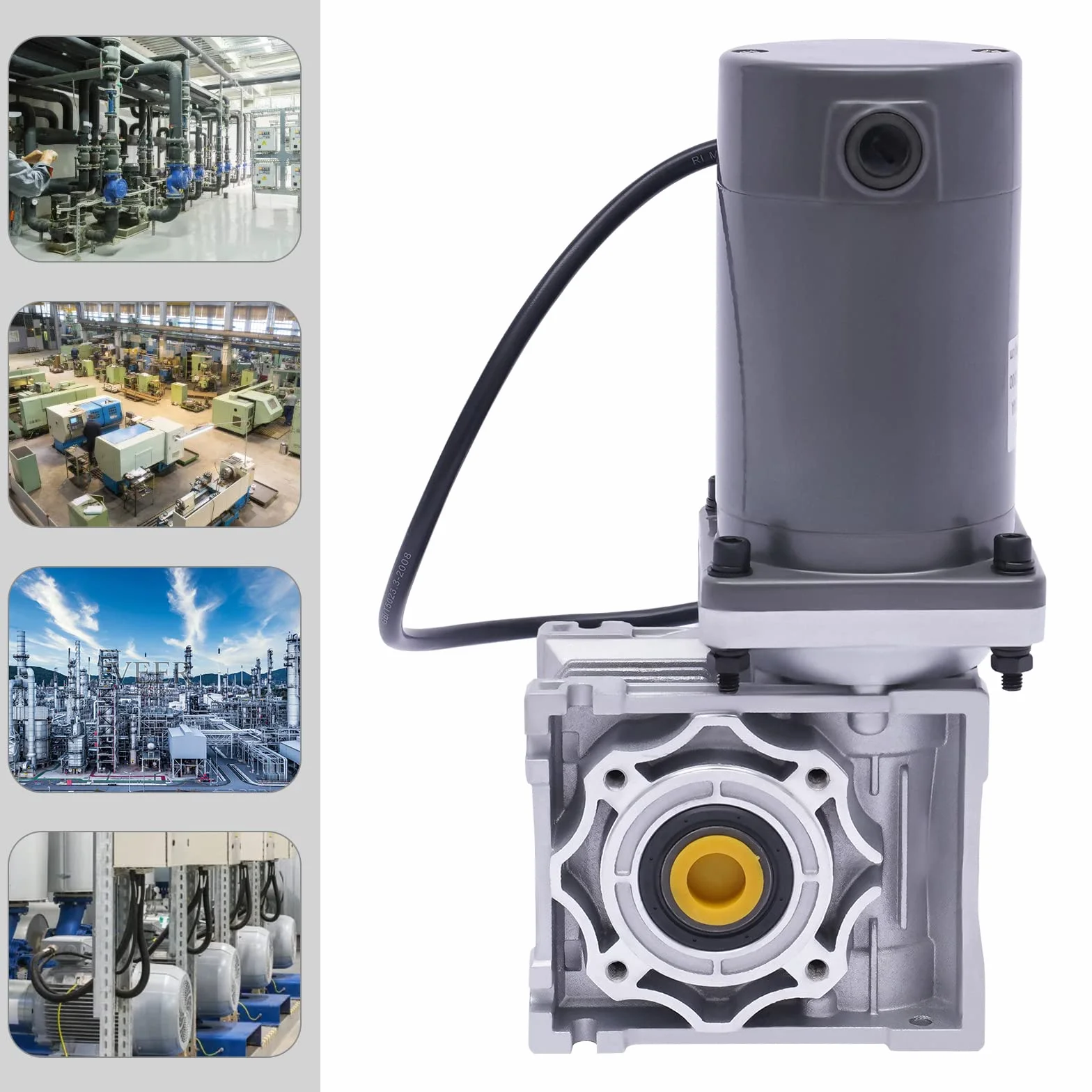Motor de engranaje de 12 V CC, 120 W RV40, velocidad ajustable en sentido horario/CCW con autobloqueo, para barbacoas automáticas/mezcladores/puertas/ventanas, gris (12 V)