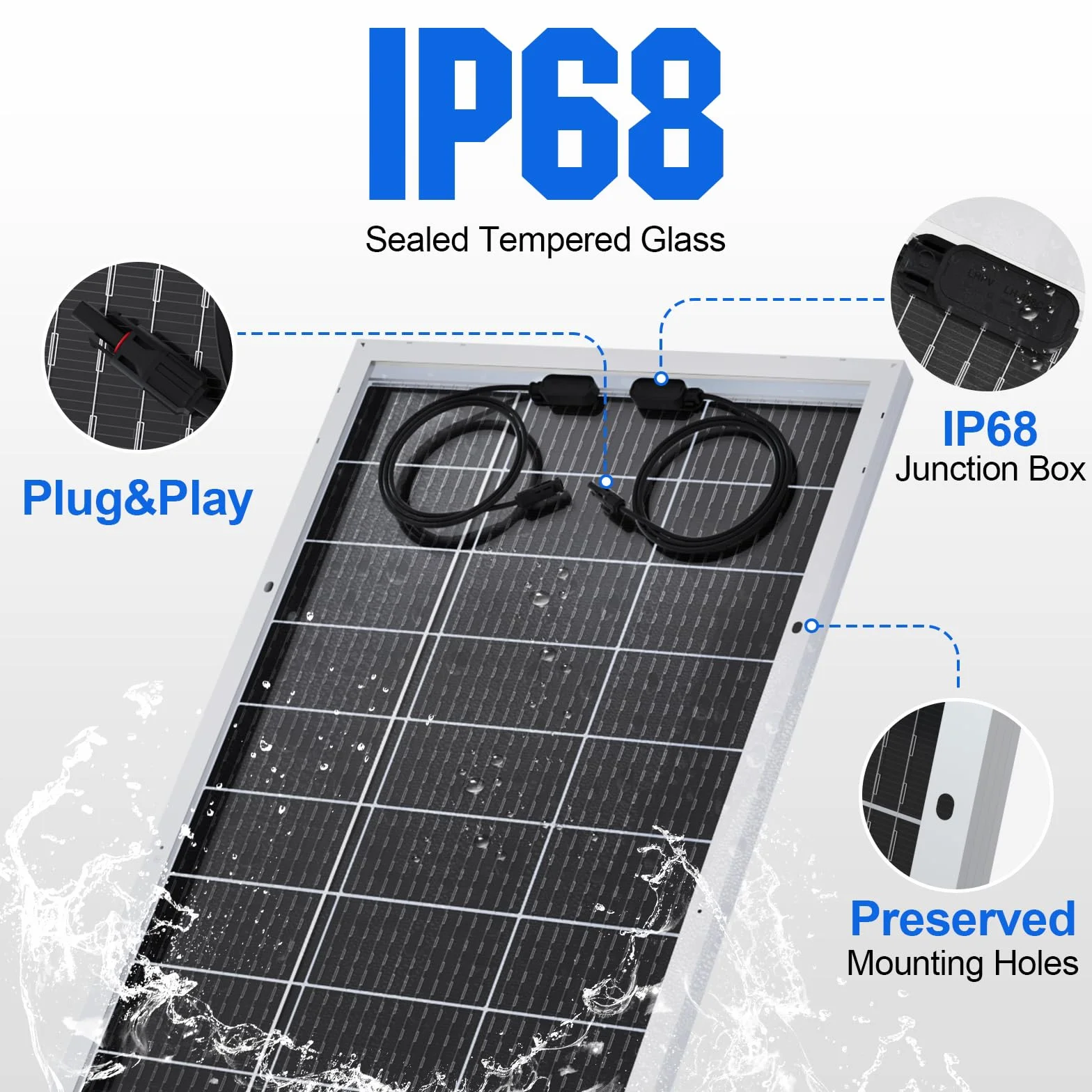 ECO-WORTHY Panel solar monocristalino de 390 W, Bifacial placa solar 12 V, 2 paneles solares de 195 W, ideal para cargar baterías de 12 V, para caravanas, jardines, barcos y techo de la casa