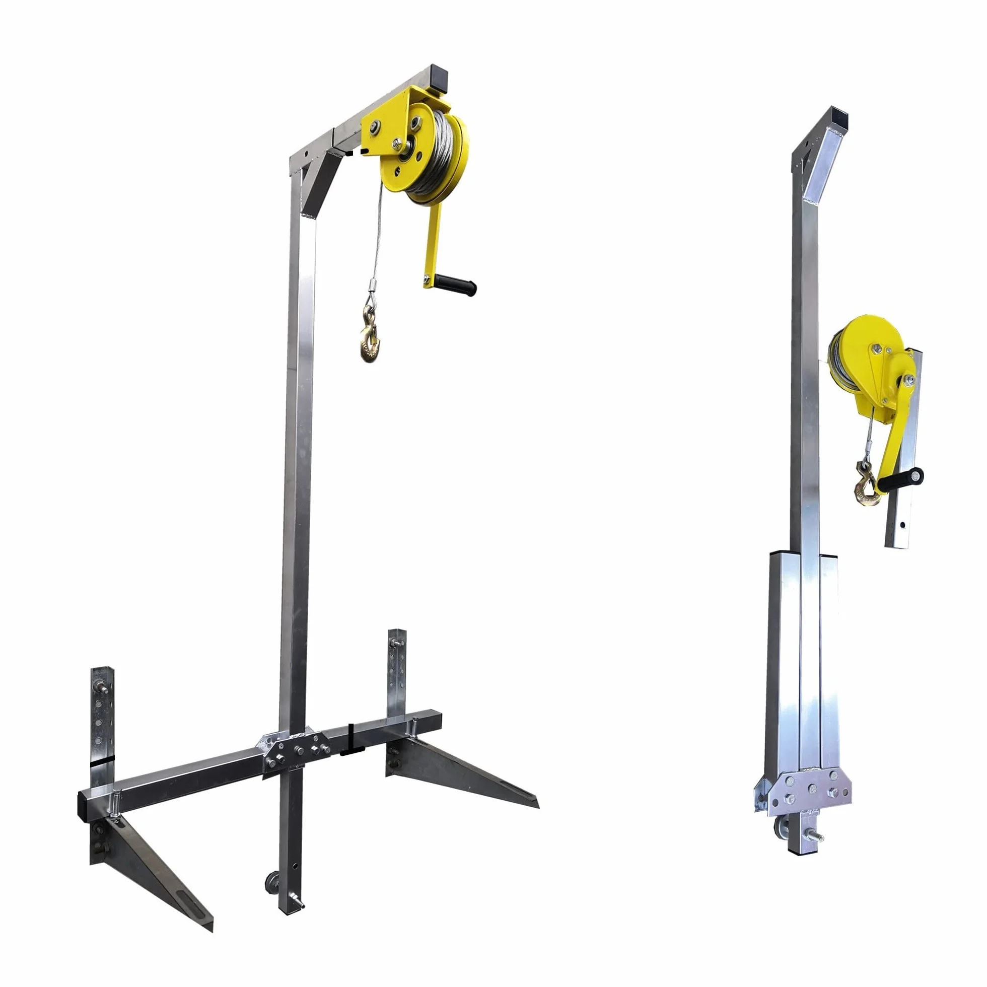 Herramienta de grúa de instalación de aire acondicionado al aire libre, elevador manual de cabrestante con soporte plegable, equipo de elevación resistente para una fácil configuración de la unidad