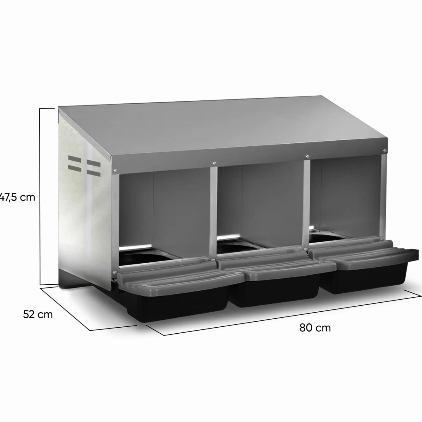 IDMarket - Ponedero para gallinas 3 ubicaciones nidal de metal con Fondo