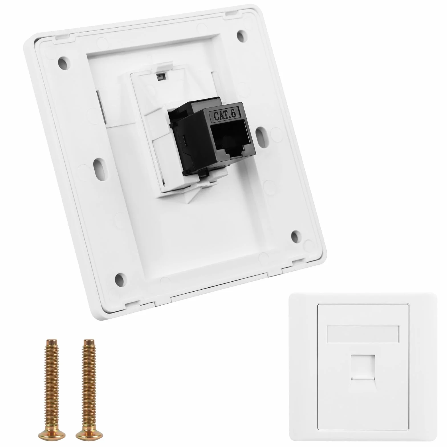 OFFCUP Placa de Pared Ethernet Cat 6, Zócalo de Red Gigabit RJ45 Blindado, Salida 1 Puerto, 86x86mm