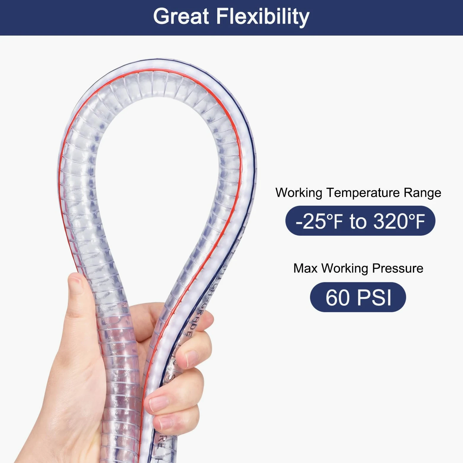 QUARKZMAN 3/4" ID x 25 Pies PVC Tubo Acero Alambre Reforzado Tubo Flexible Vinilo Manguera Tubería Transparente Succión Productos químicos Resistente Grueso Tubo