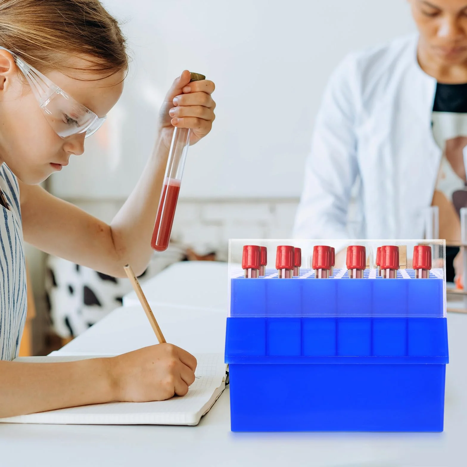 Plástico Caja para Tubos de Ensayo 36 Compartimentos Almacenamiento Transporte Laboratorios Muestreo