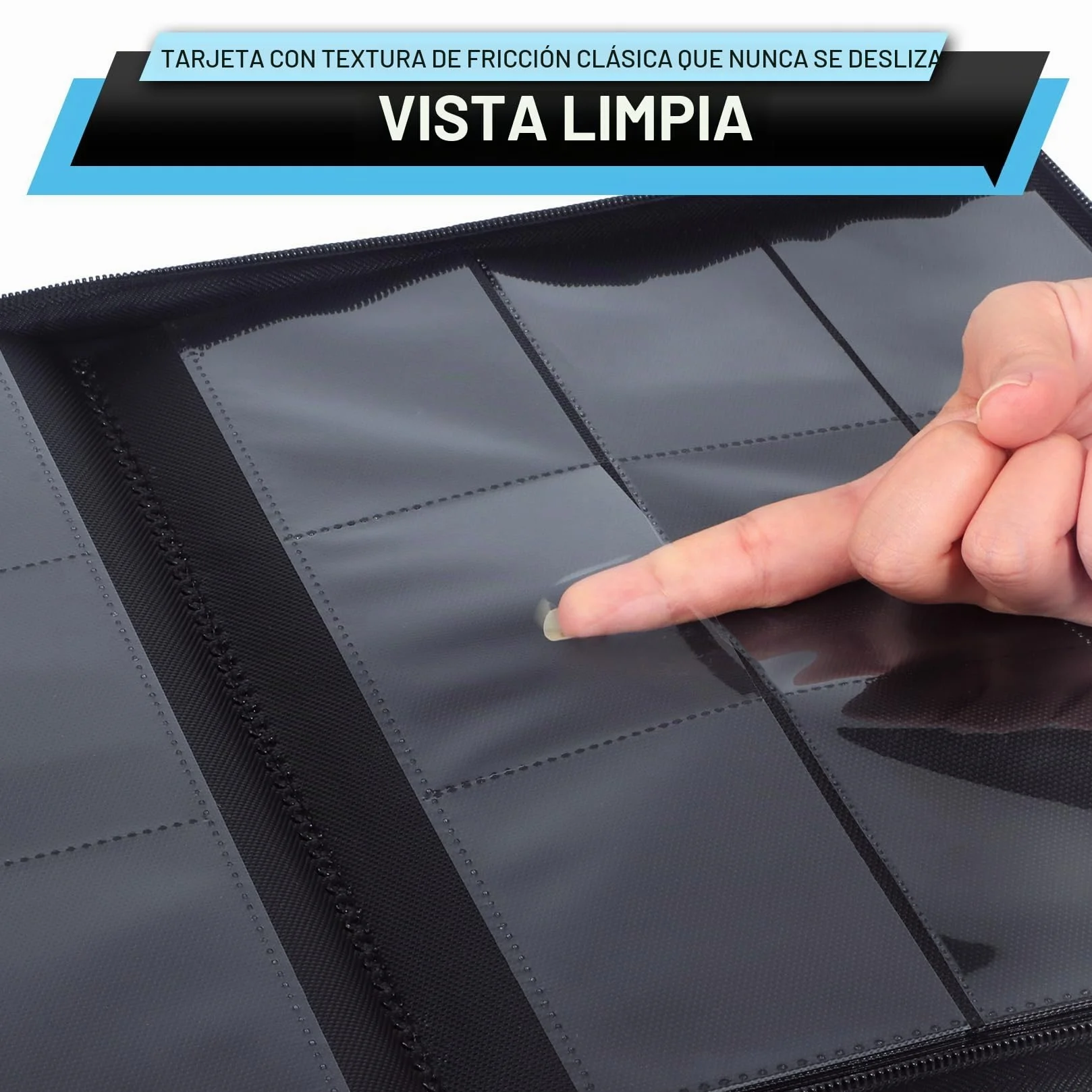 WITHYU Álbum de Colección de Cartas 9 Bolsillos 540 Cartas Carpeta Impermeable Carga Lateral Cremallera TCG Fútbol Coleccionables Negro