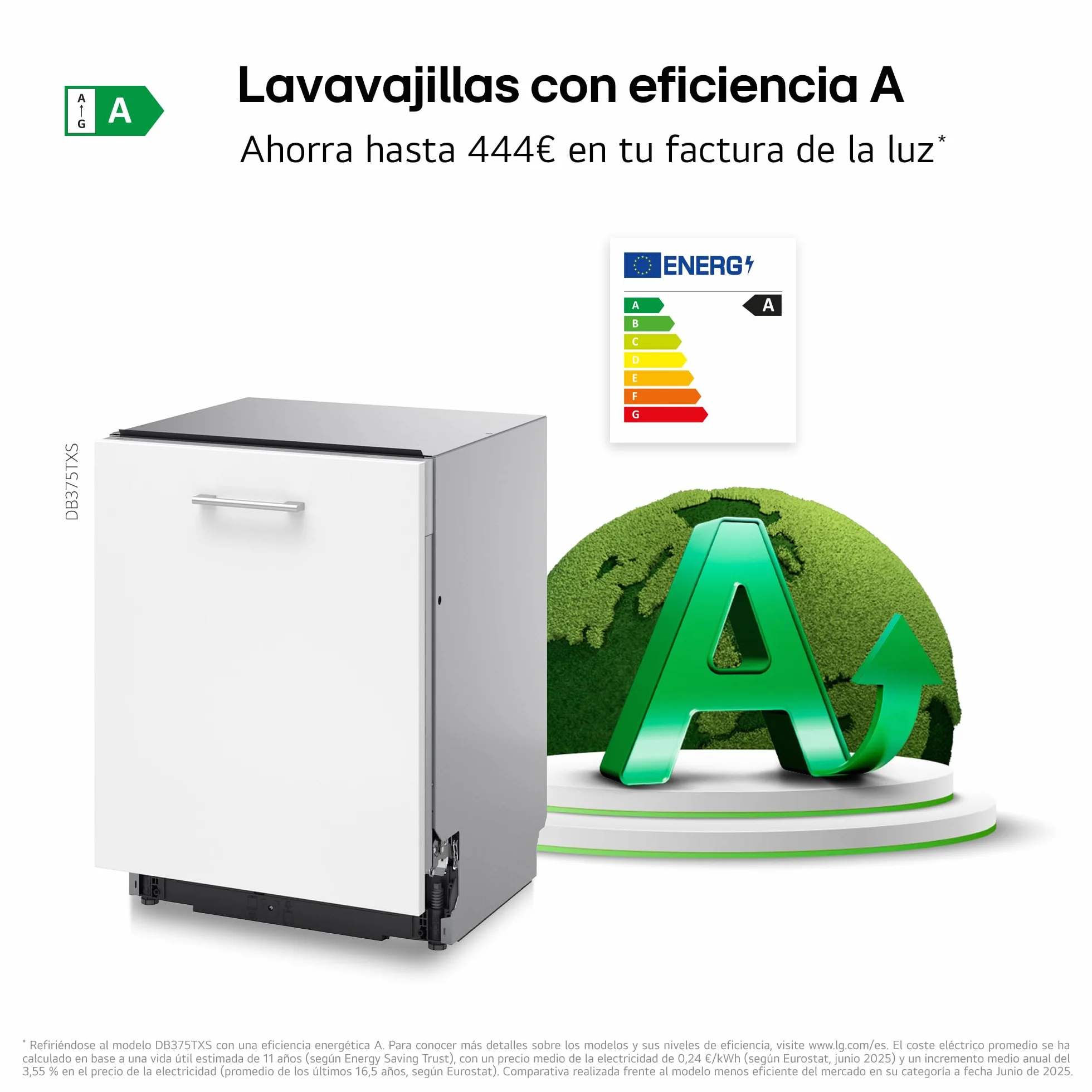 LG DB375TXS Lavavajillas Integrable QuadWash Steam EasyRack TrueSteam Wi-Fi ThinQ Acero Inoxidable 14 Cubiertos