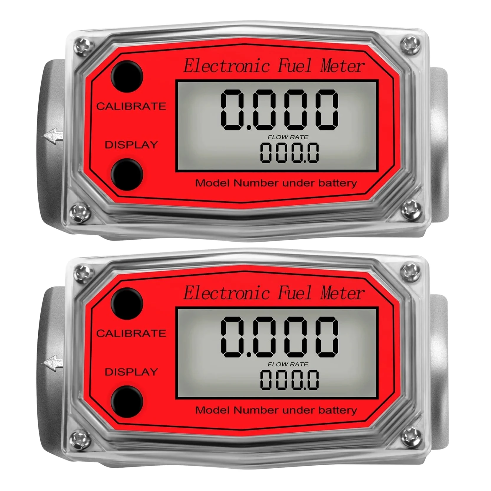 CIRONI Medidor de Flujo de turbina Digital de aleación de Aluminio, medidor de Flujo de Combustible electrónico LCD Medidor de Flujo NPT Contador de Agua (Size : 2Pcs Red Flowmeter)