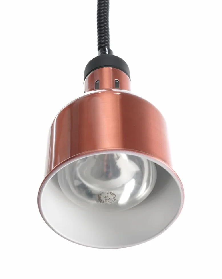 HENDI Lámpara de Calor Colgante de Altura Ajustable, cilíndrica, lámpara térmica de Infrarrojos para Cocina y Mantenimiento de Alimentos Calientes, 230V, 250W, Ø175x(H) 250mm, Aluminio Color Cobre