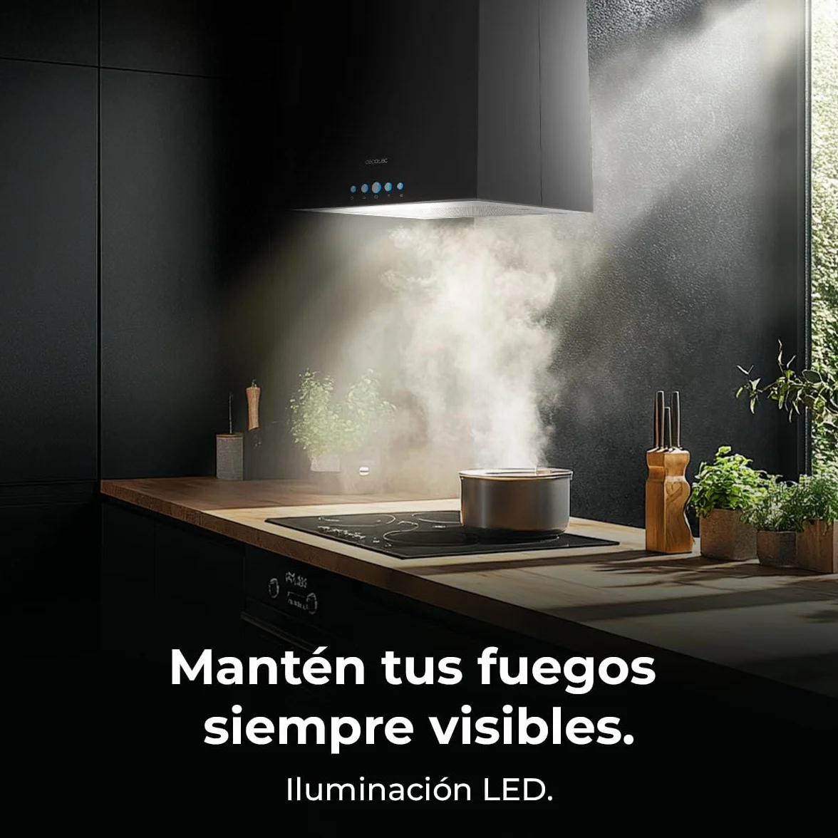 Cecotec Campana Extractora 38cm Isla Cuadrada Bolero Flux Ict 388000 Black A++ Negro 800m3/h 210W