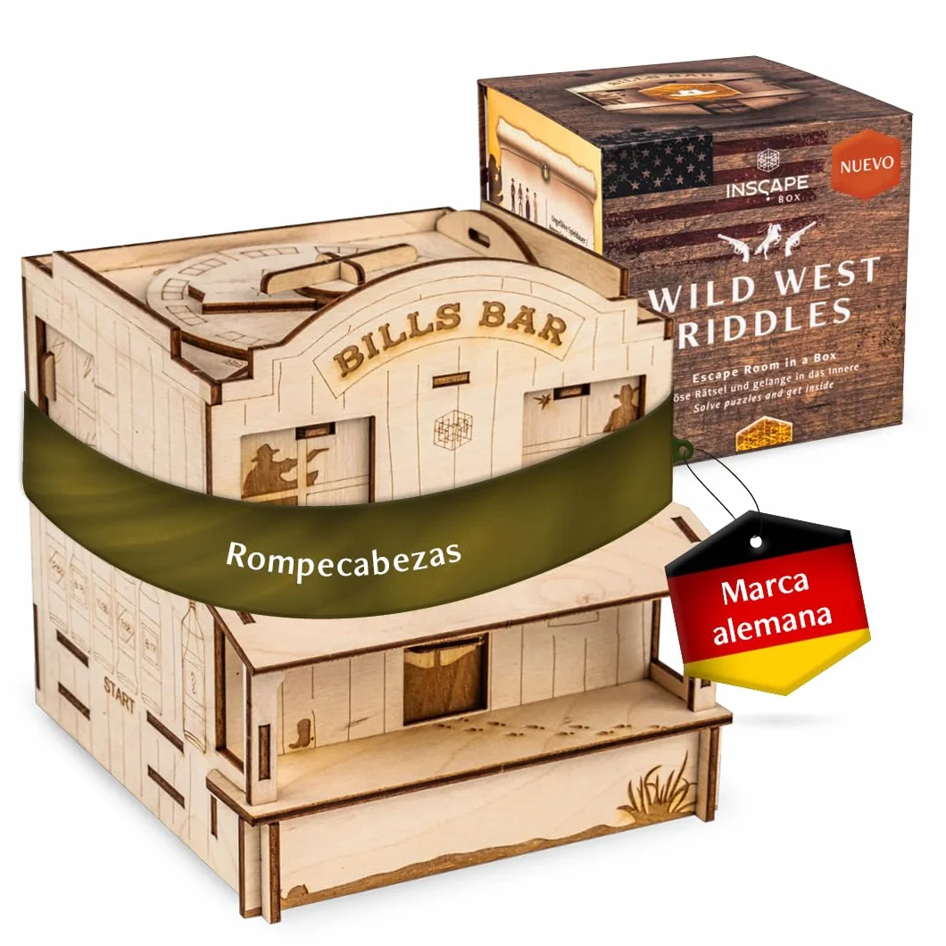 INSCAPE Wild West Riddles Caja de Rompecabezas de Madera Puzzle Box Escape Room Juego Adultos Niños 3D
